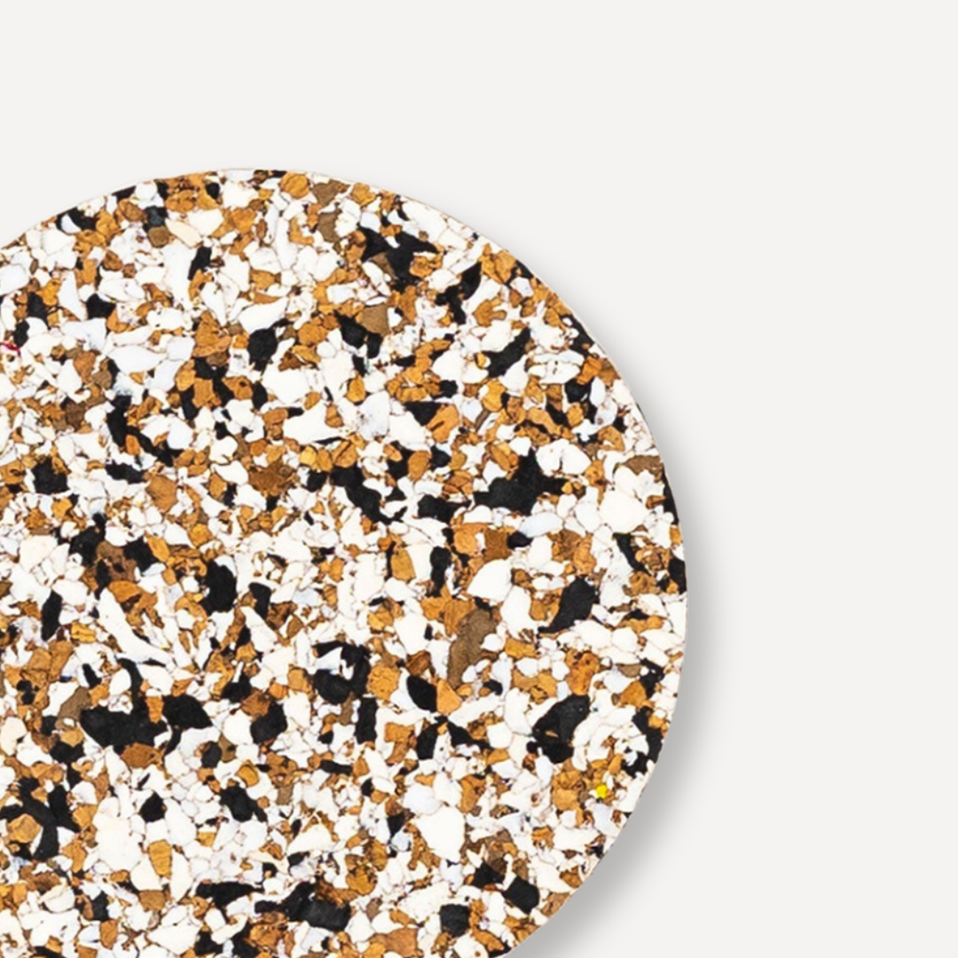 Black Speckled Round Cork Coasters | Set of 4
