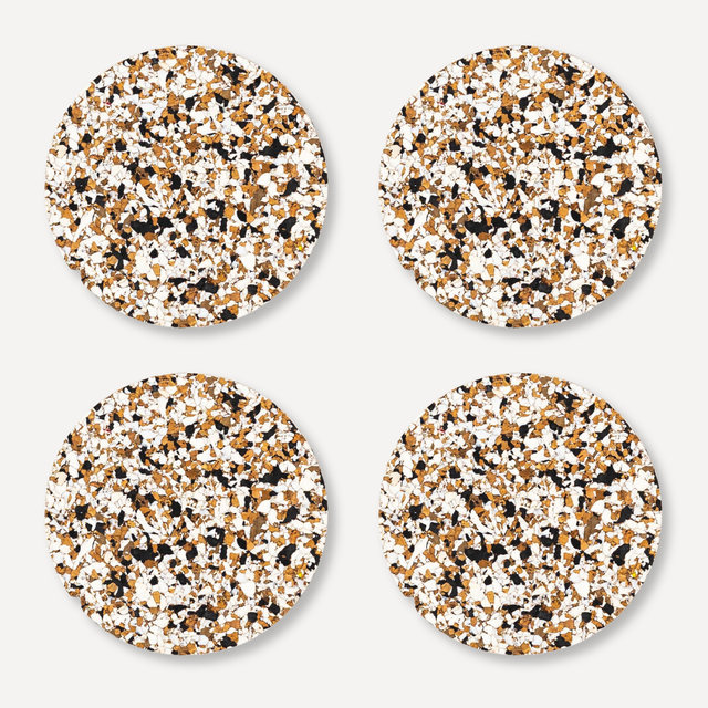 Black Speckled Round Cork Coasters | Set of 4