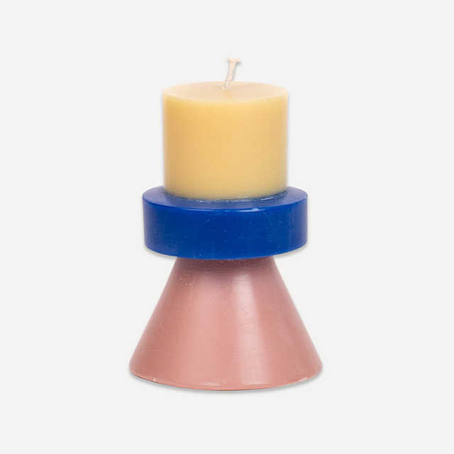 Stack Candle Mini | Creme, Navy & Salmon