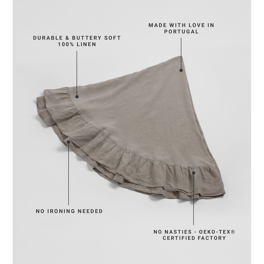 Natural 100% Linen Frill Tablecloth