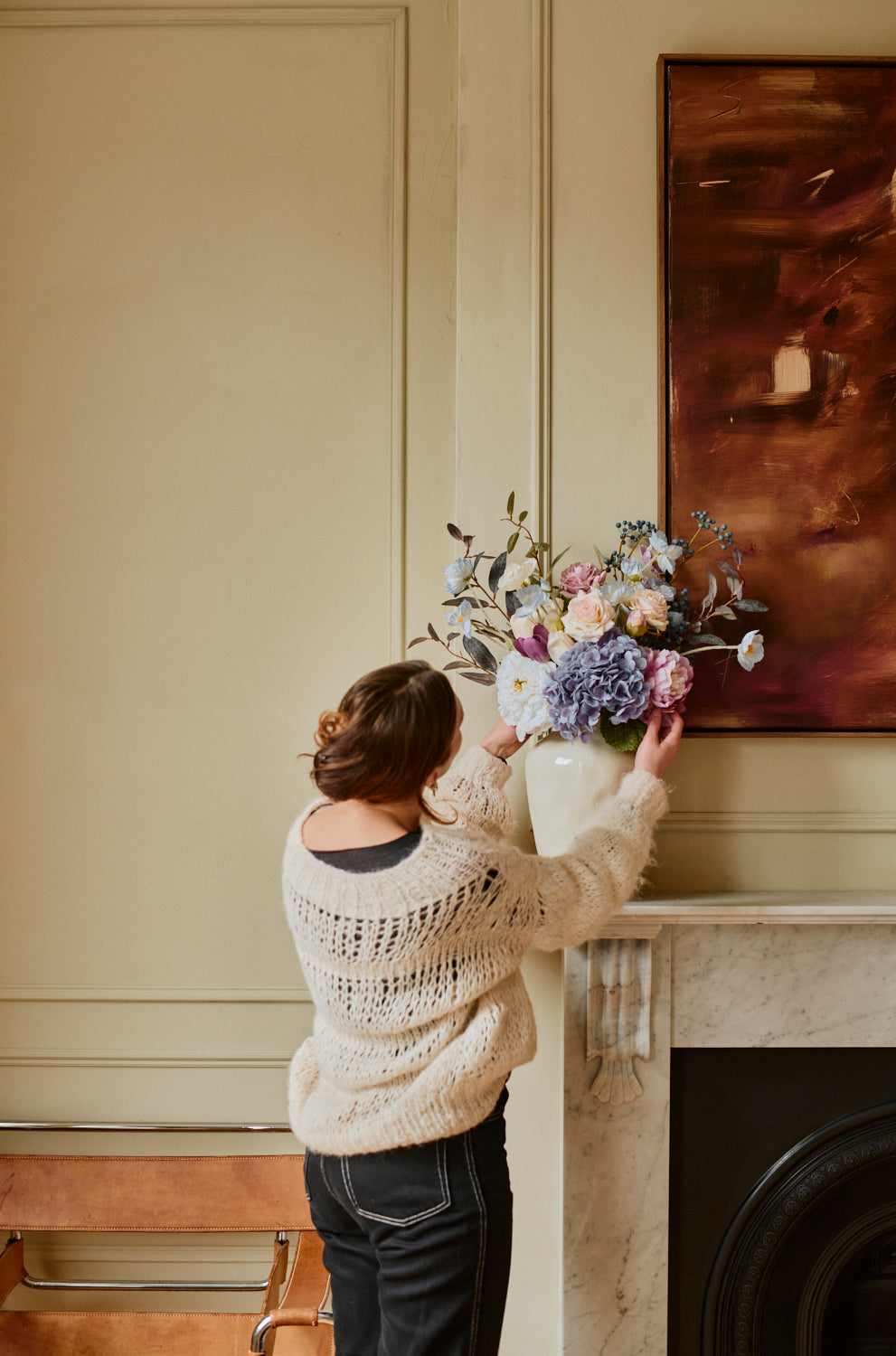 Belle - Faux Flower Arrangement - Purples, Whites & Greens