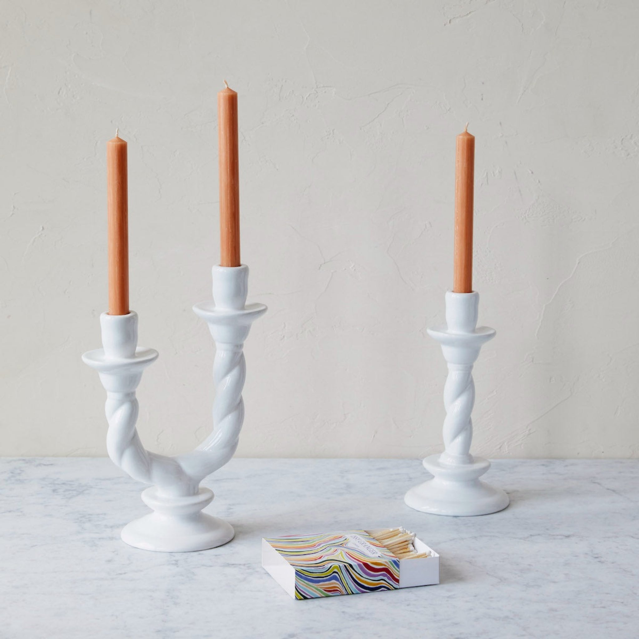 Vela Single Ceramic Candlestick