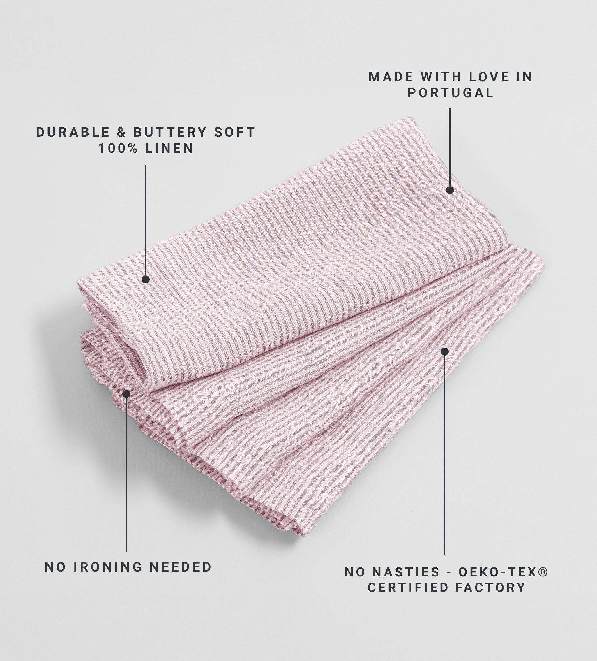 Vintage Rose Sid Stripe 100% Linen Napkins - Set of 4
