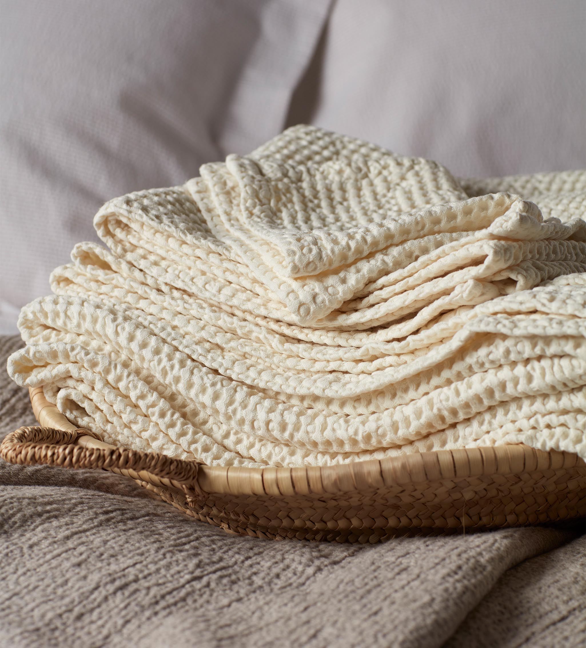 Cream 100% Cotton Waffle Towels