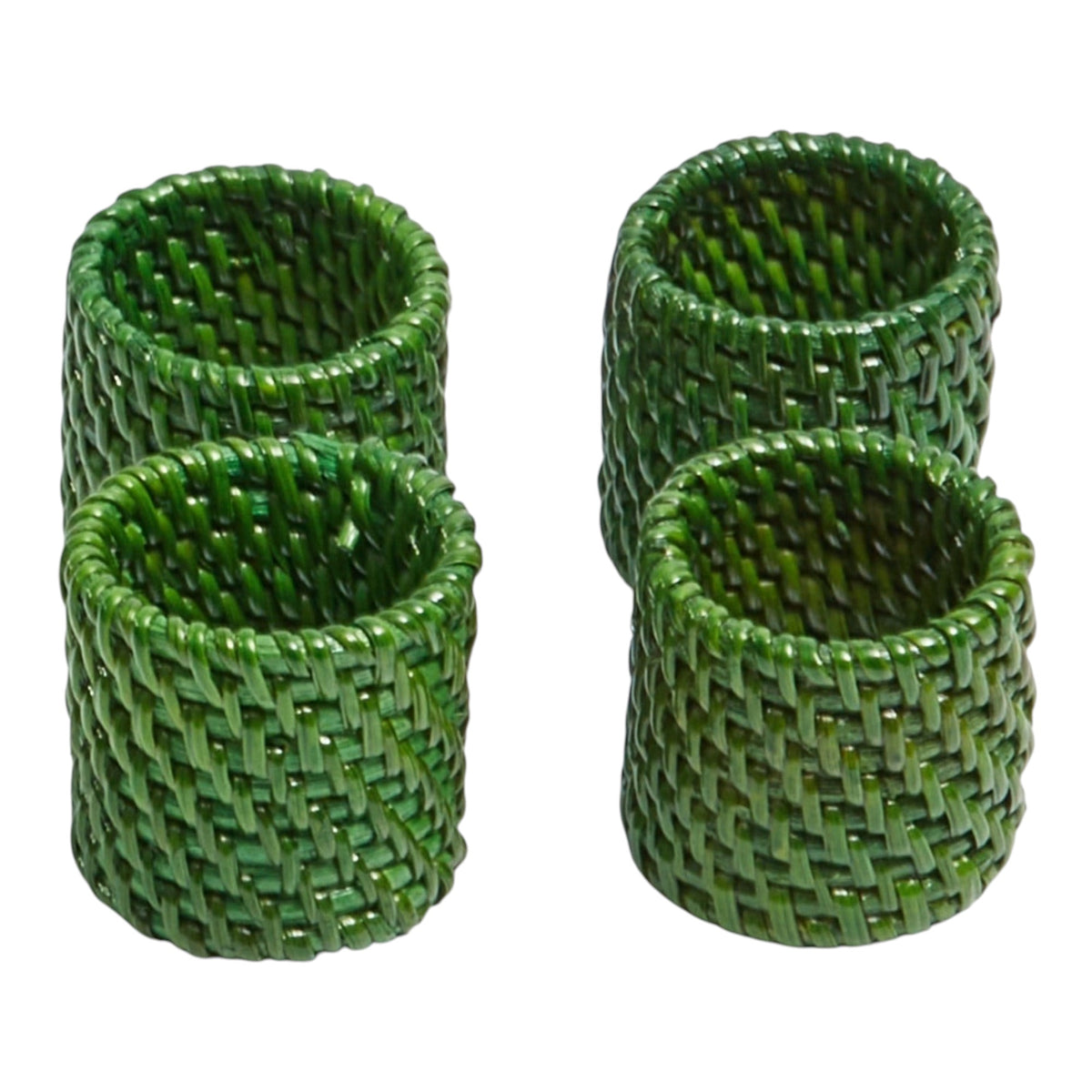 Green Rattan Napkin Rings (Set of 4)
