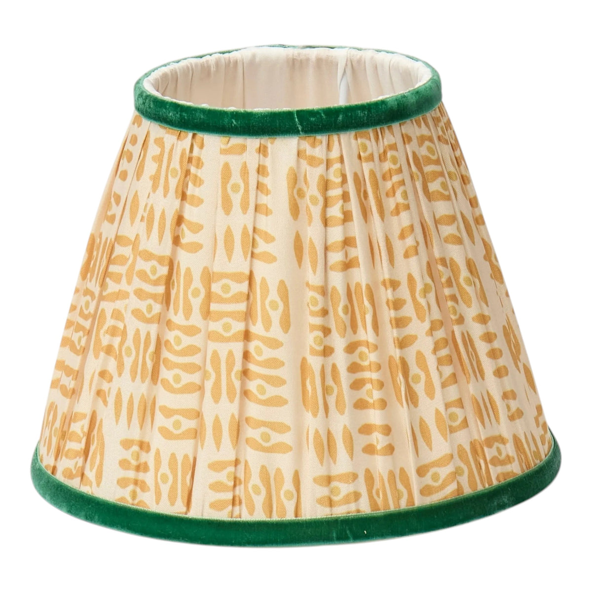 Yellow Patola Lampshade with Velvet Trim