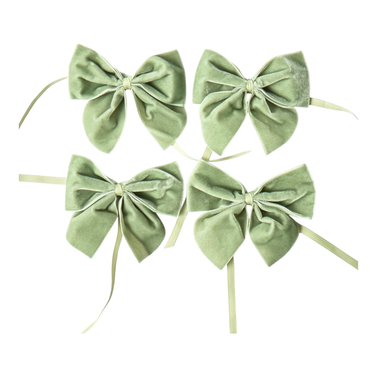Sage Green Velvet Bow Napkin Ring (Set of 4)