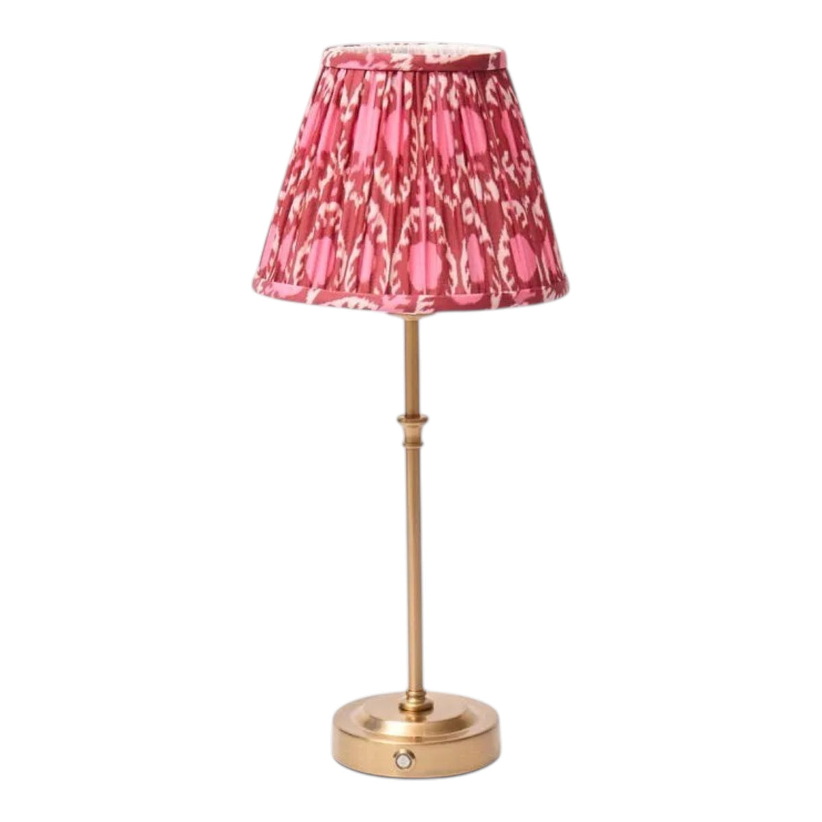 Lyla Rechargeable Table Lamp with Pink and Red Ikat Lampshade