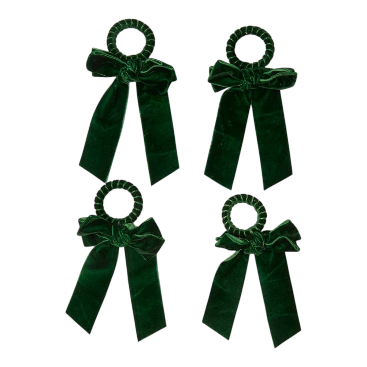Green Velvet Napkin Bow (Set of 4)