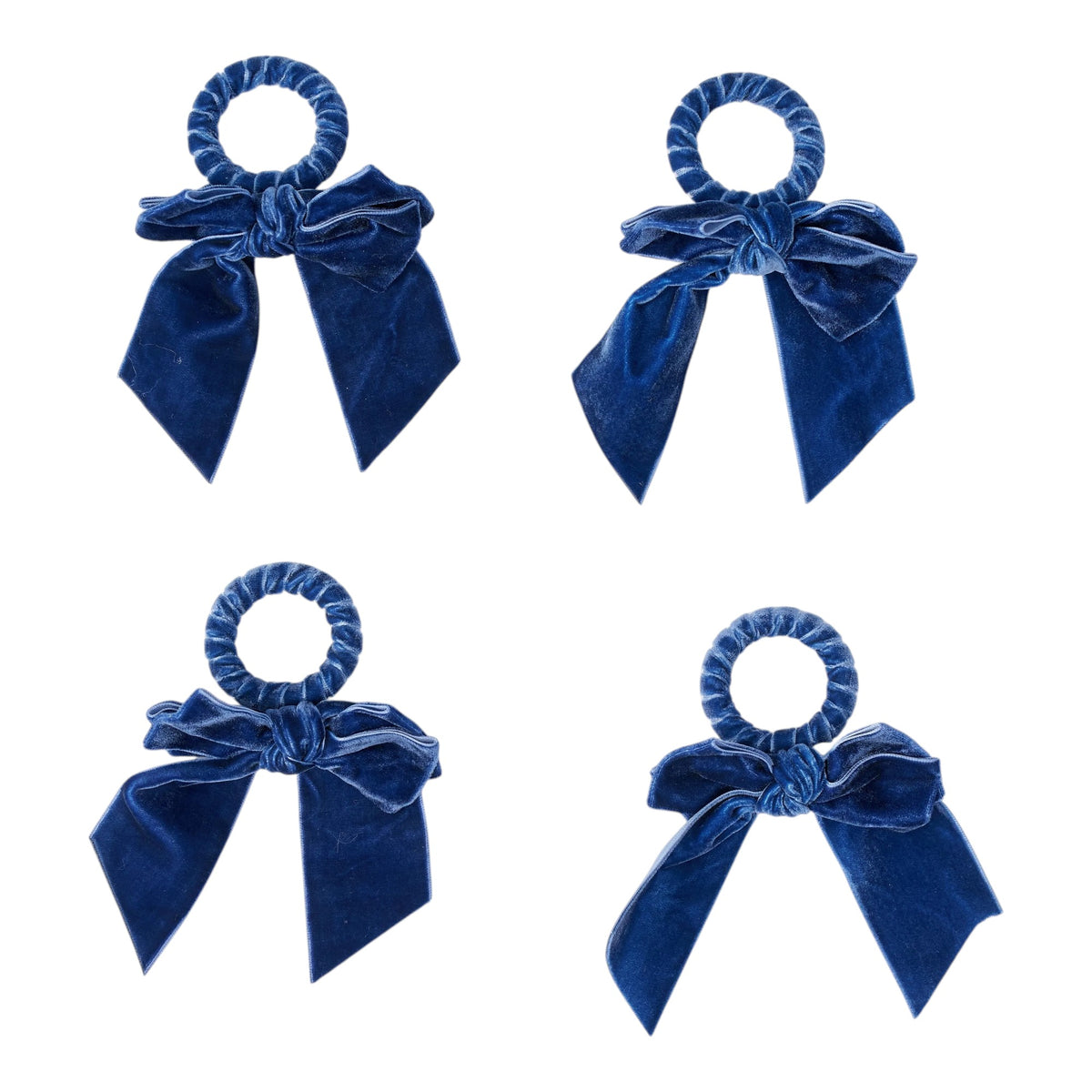 Denim Blue Velvet Napkin Bow (Set of 4)