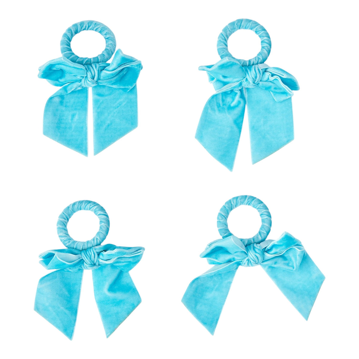 Light Blue Velvet Napkin Bow (Set of 4)