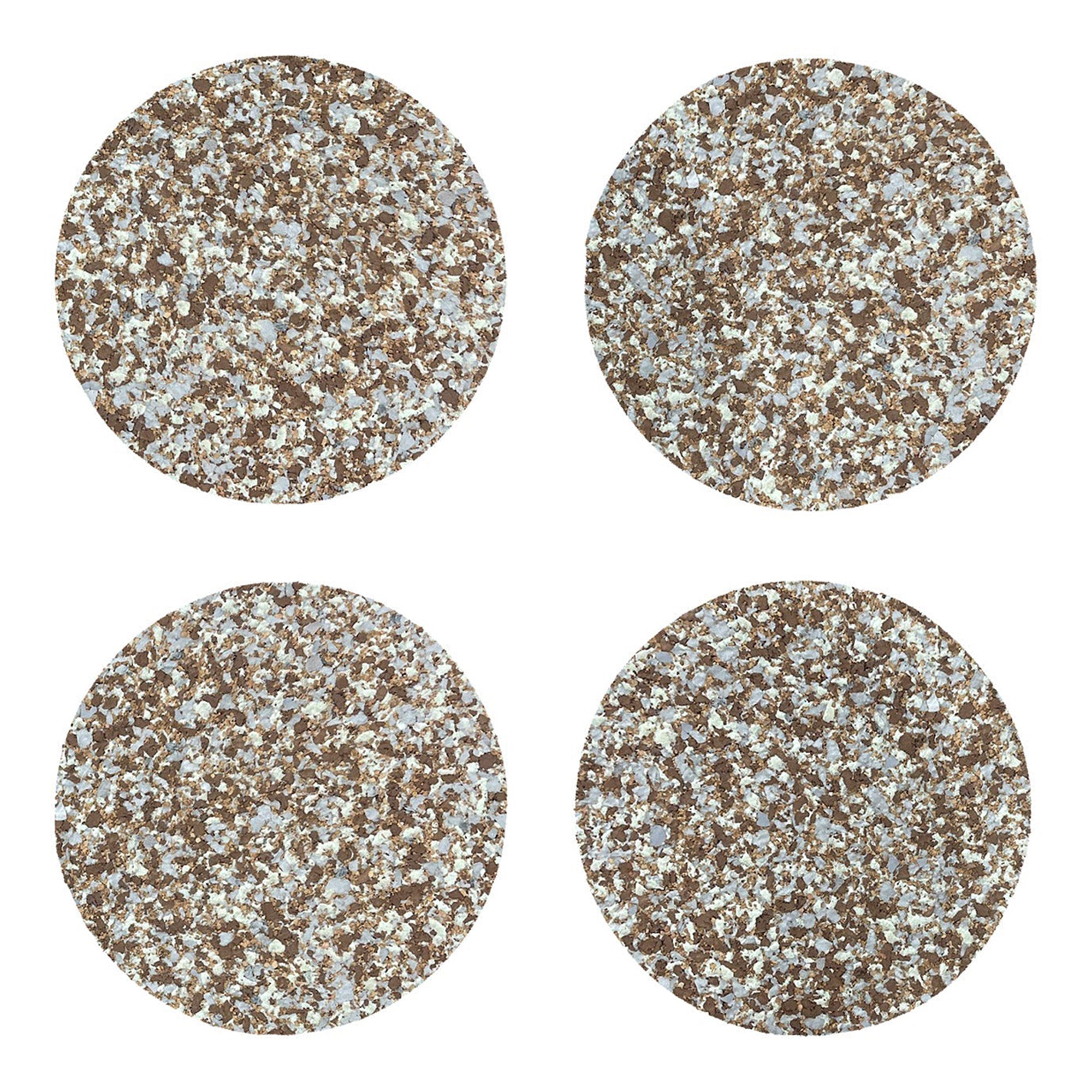 Warm Grey Speckled Round Cork Coasters - Set of 4