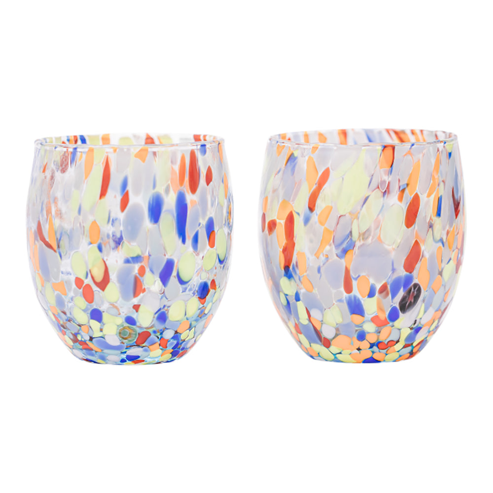 Aquamarine Confetti Glasses (Set of Two)