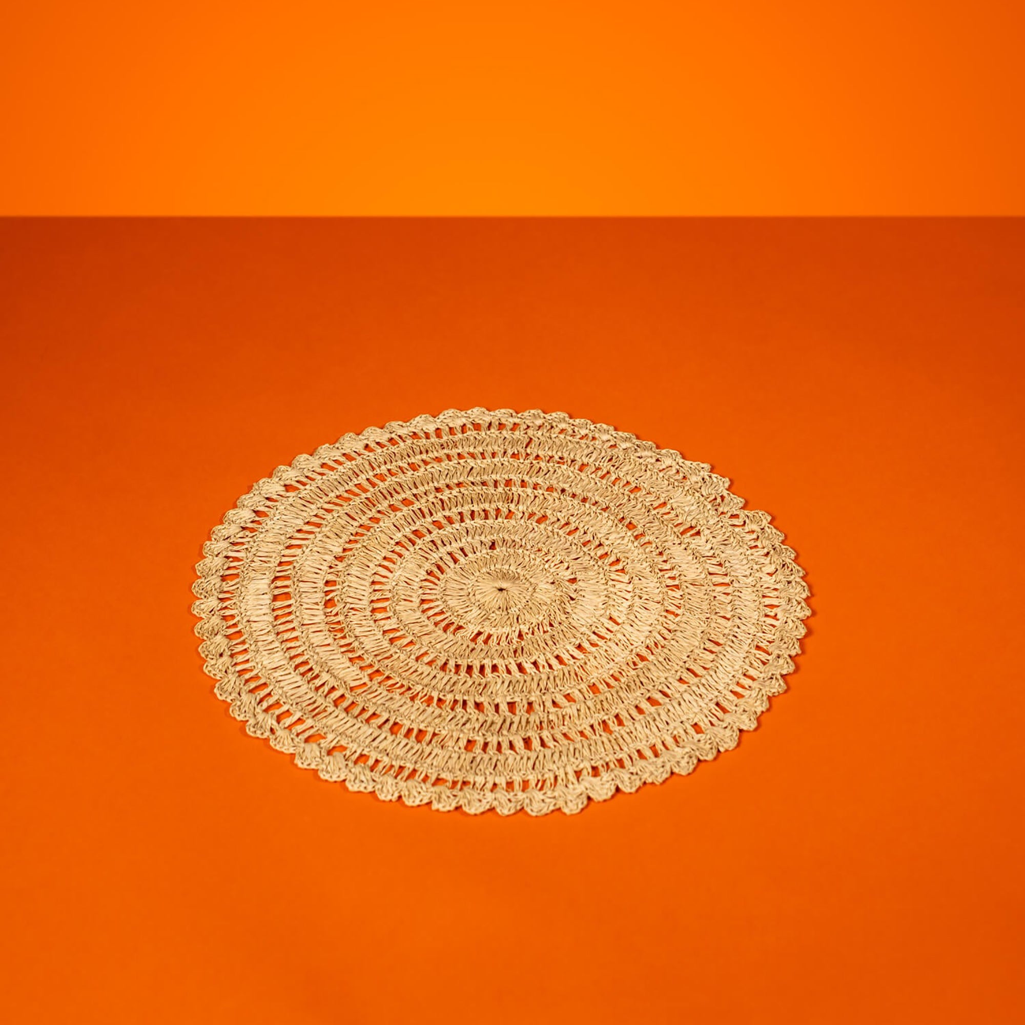 Round Crochet Buriti Tray Towel, 25 cm, Natural