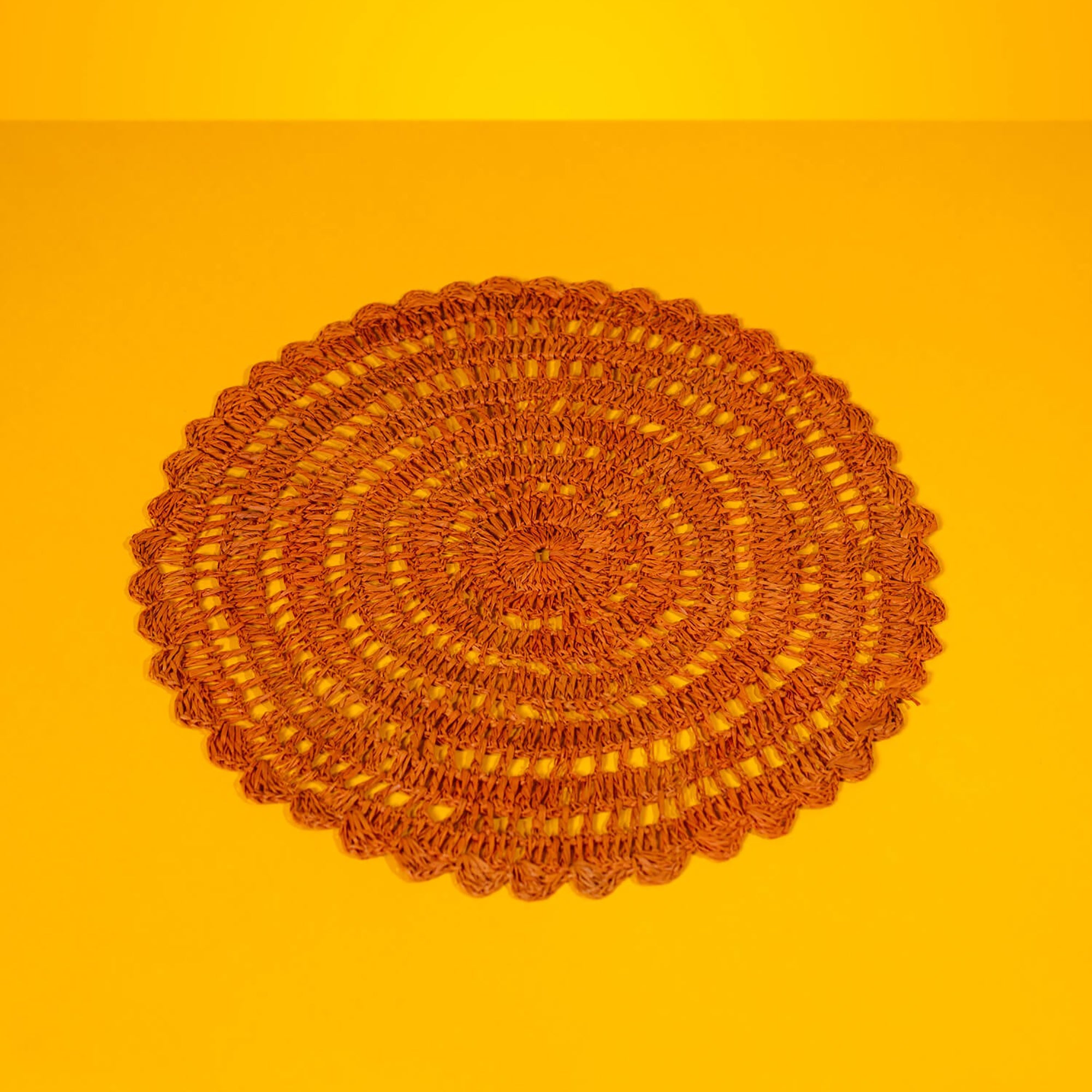 Round Crochet Buriti Tray Towel, 25 cm, Orange