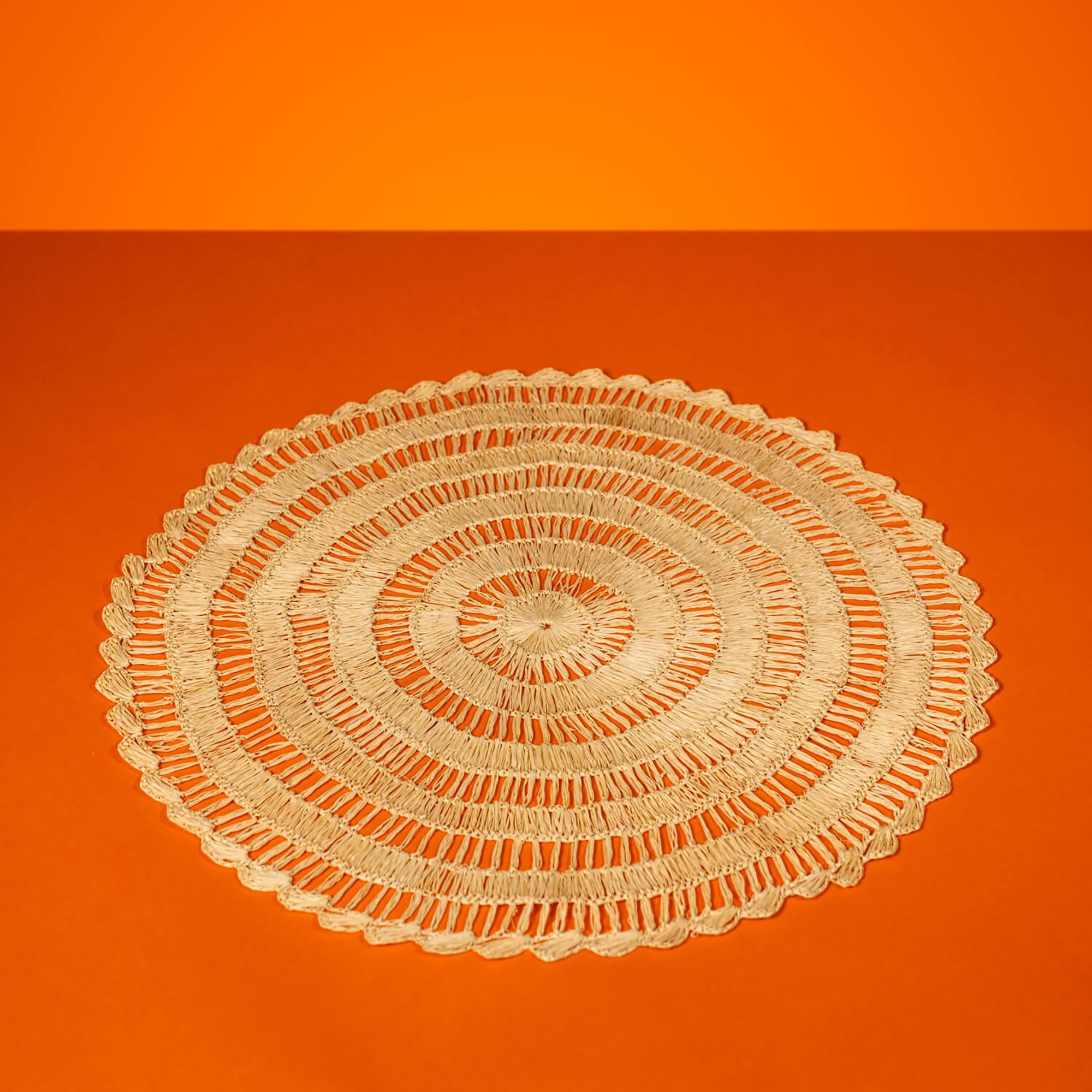 Round Crochet Buriti Placemats 40 cm, Natural