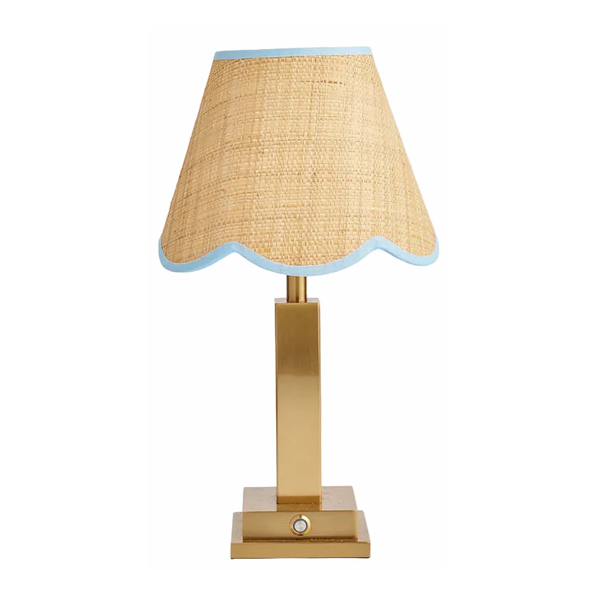 Allegra Rechargeable Table Lamp with Blue Raffia Lampshade