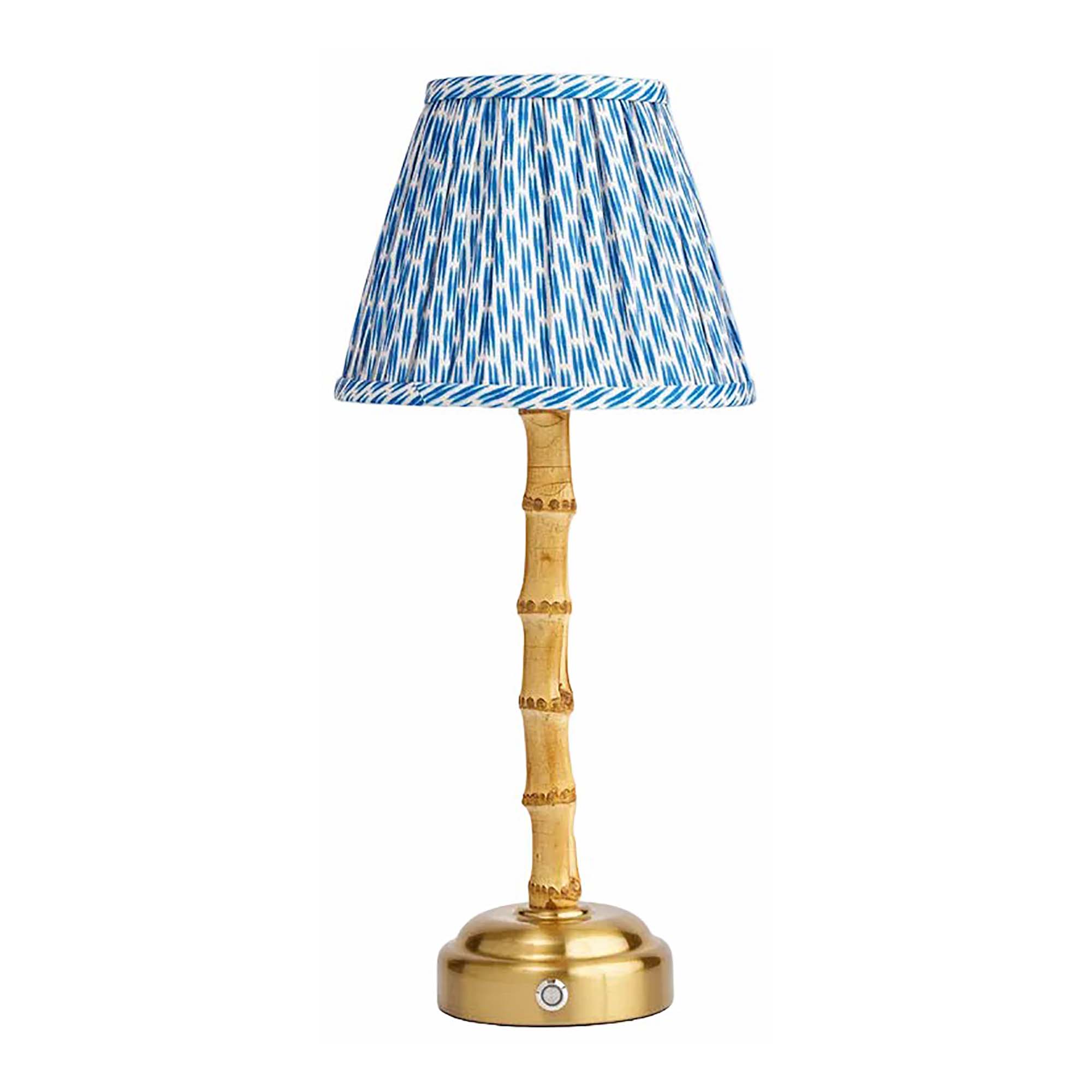 Bamboo Table Lamp with blue Patola Lampshade