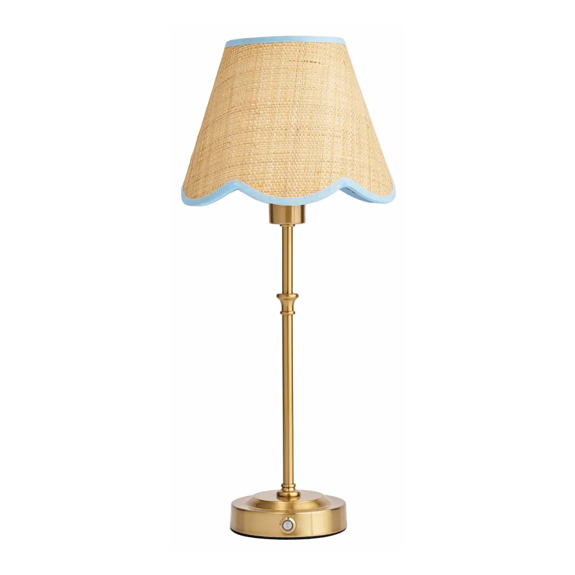 Blue Edged Raffia Scalloped Lampshade
