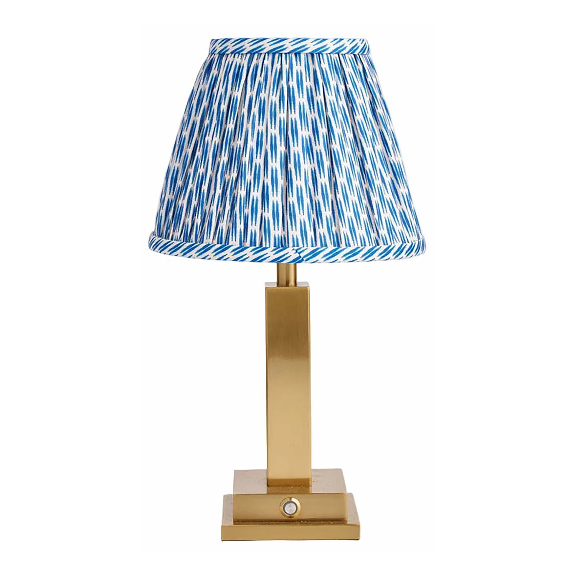 Allegra Rechargeable Table Lamp with Blue Patola Lampshade