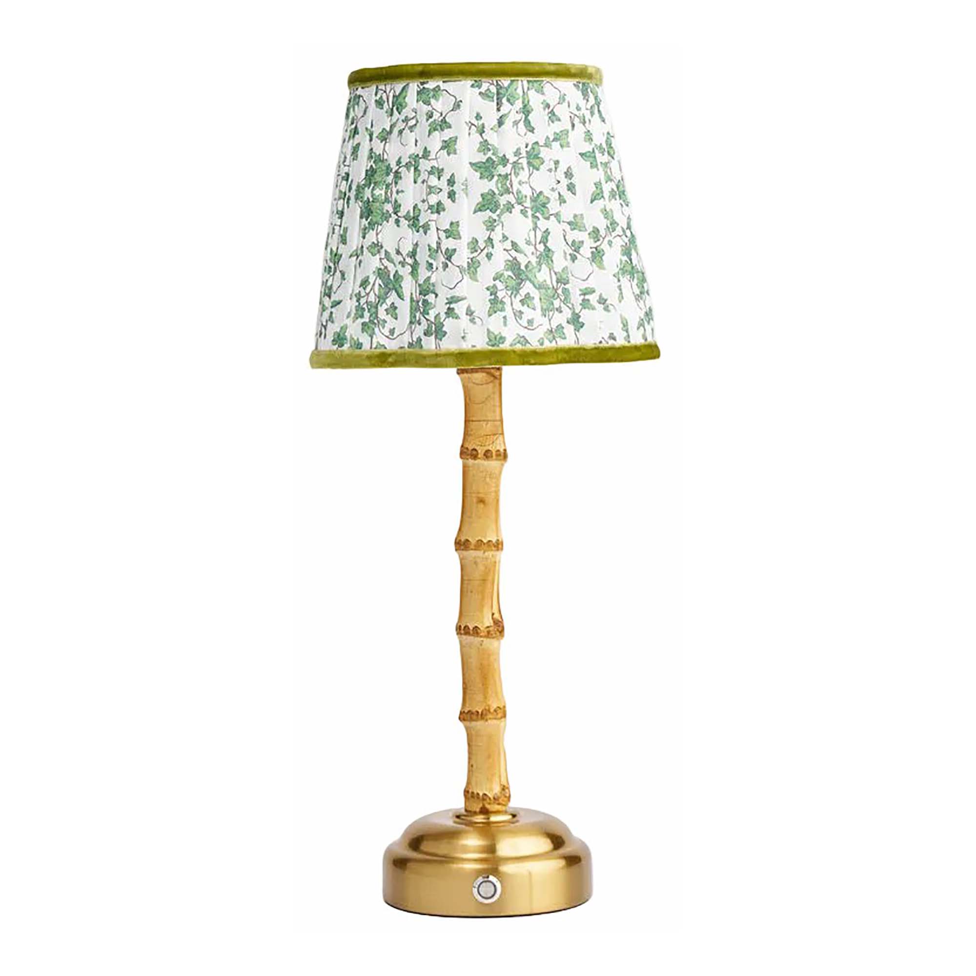 Bamboo Table Lamp with Green Ivy Lampshade