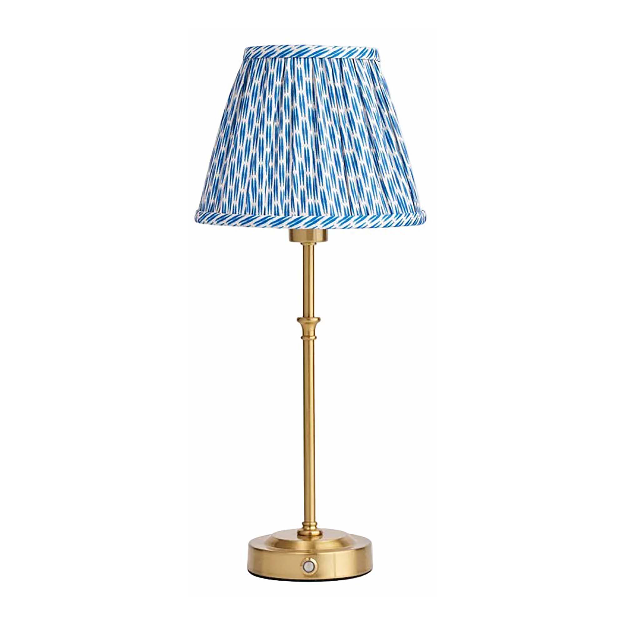 Lyla Rechargeable Table Lamp with Blue Patola Lampshade