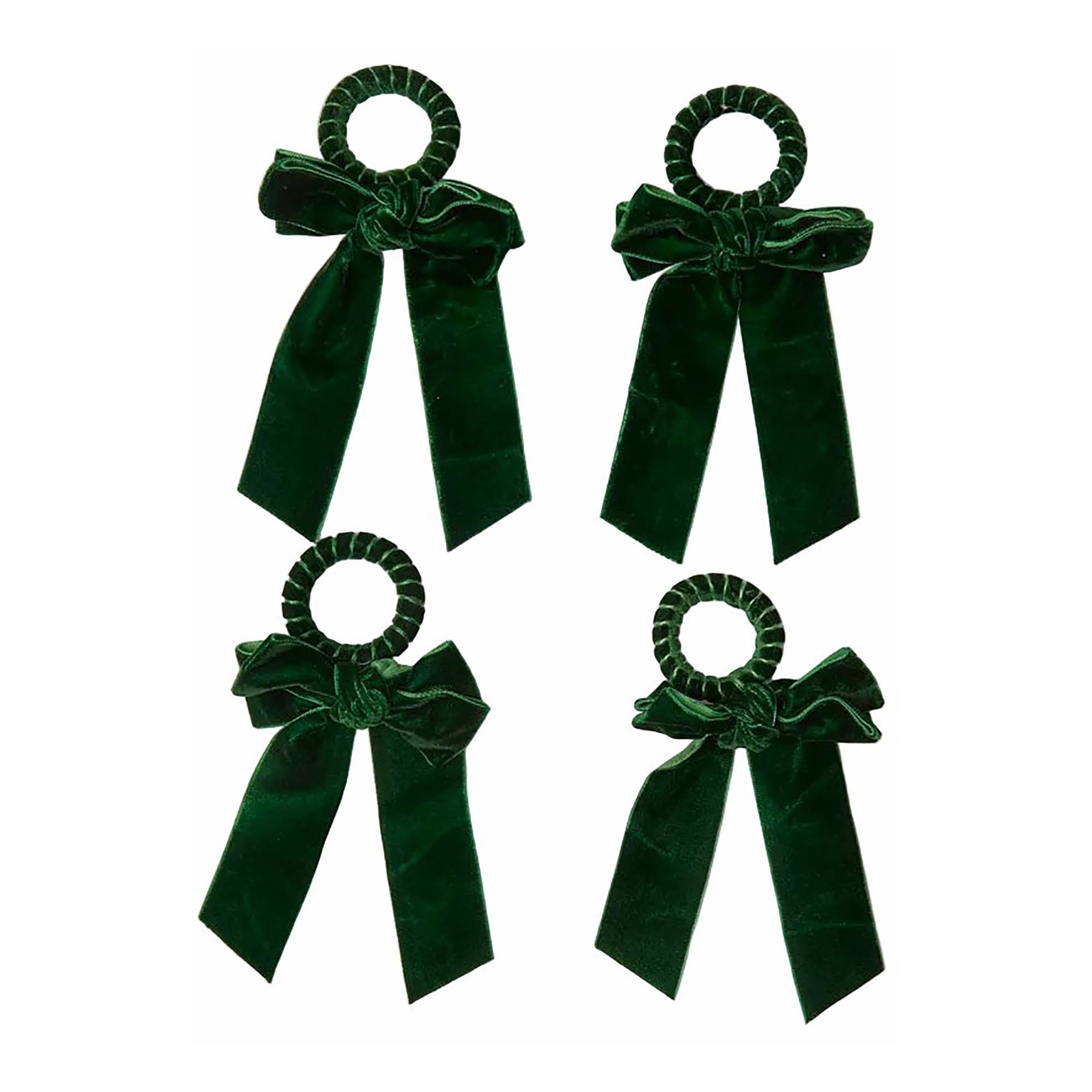Green Velvet Napkin Bow (Set of 4)