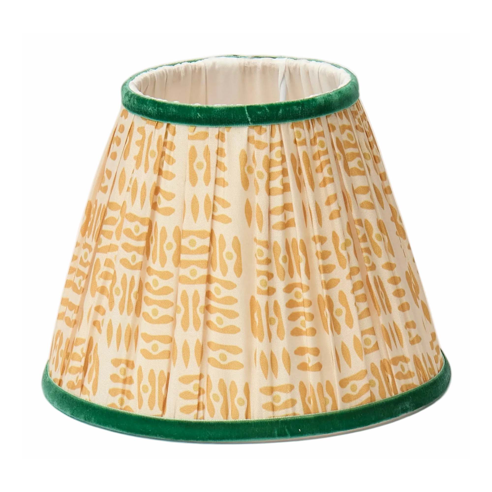 Yellow Patola Lampshade with Velvet Trim