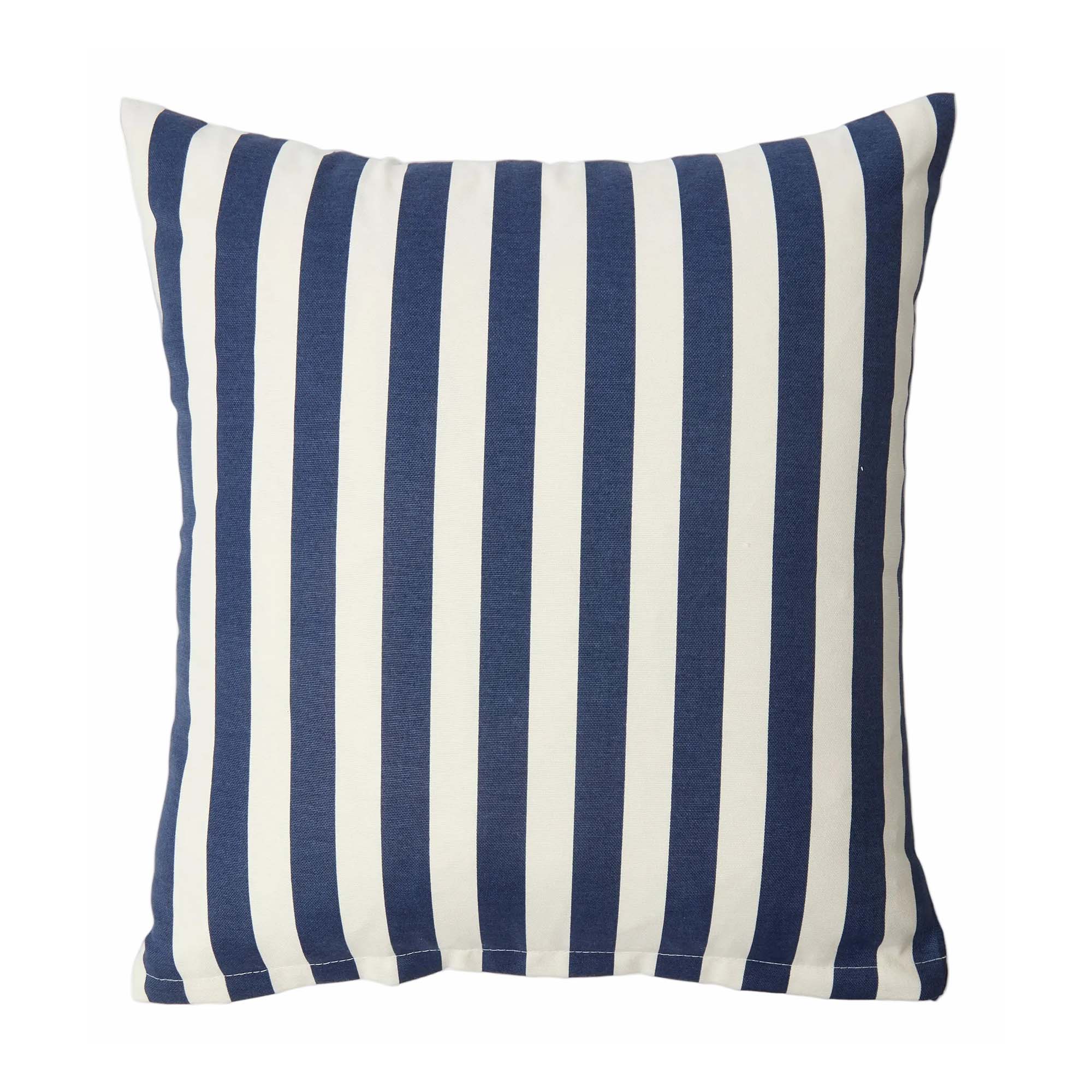 Dark Blue Striped Outdoor Cushion