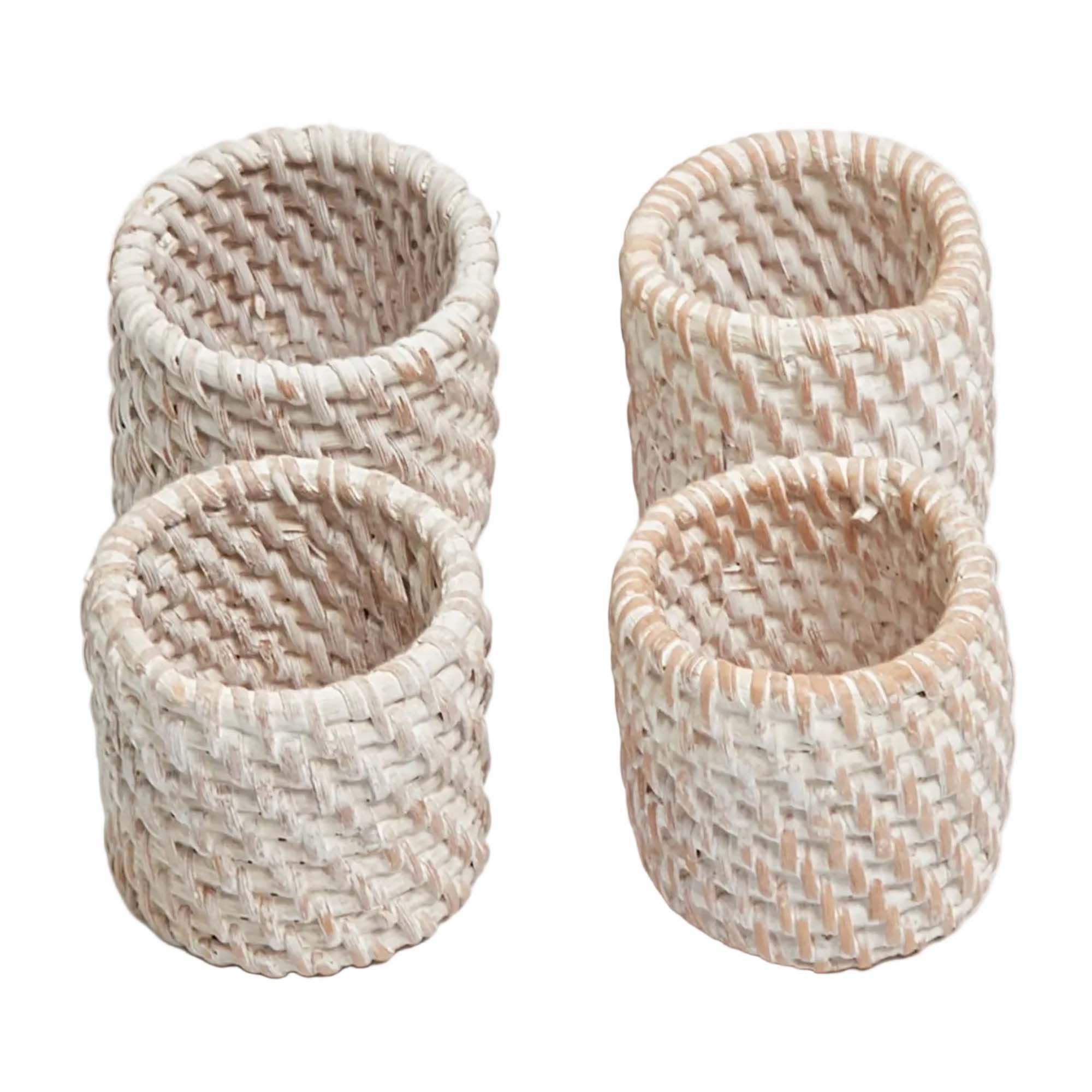 White Rattan Napkin Rings (set of 4)