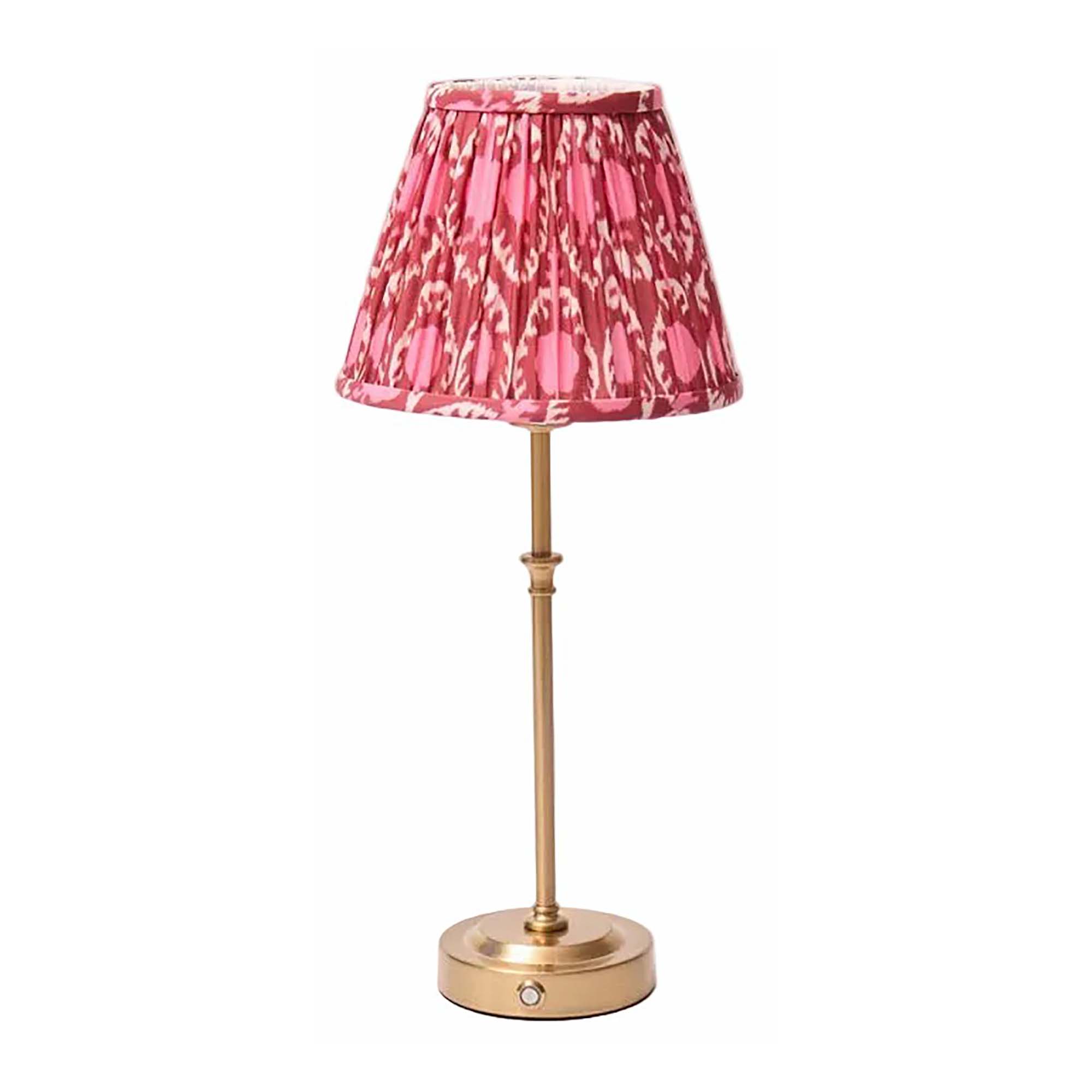 Lyla Rechargeable Table Lamp with Pink and Red Ikat Lampshade