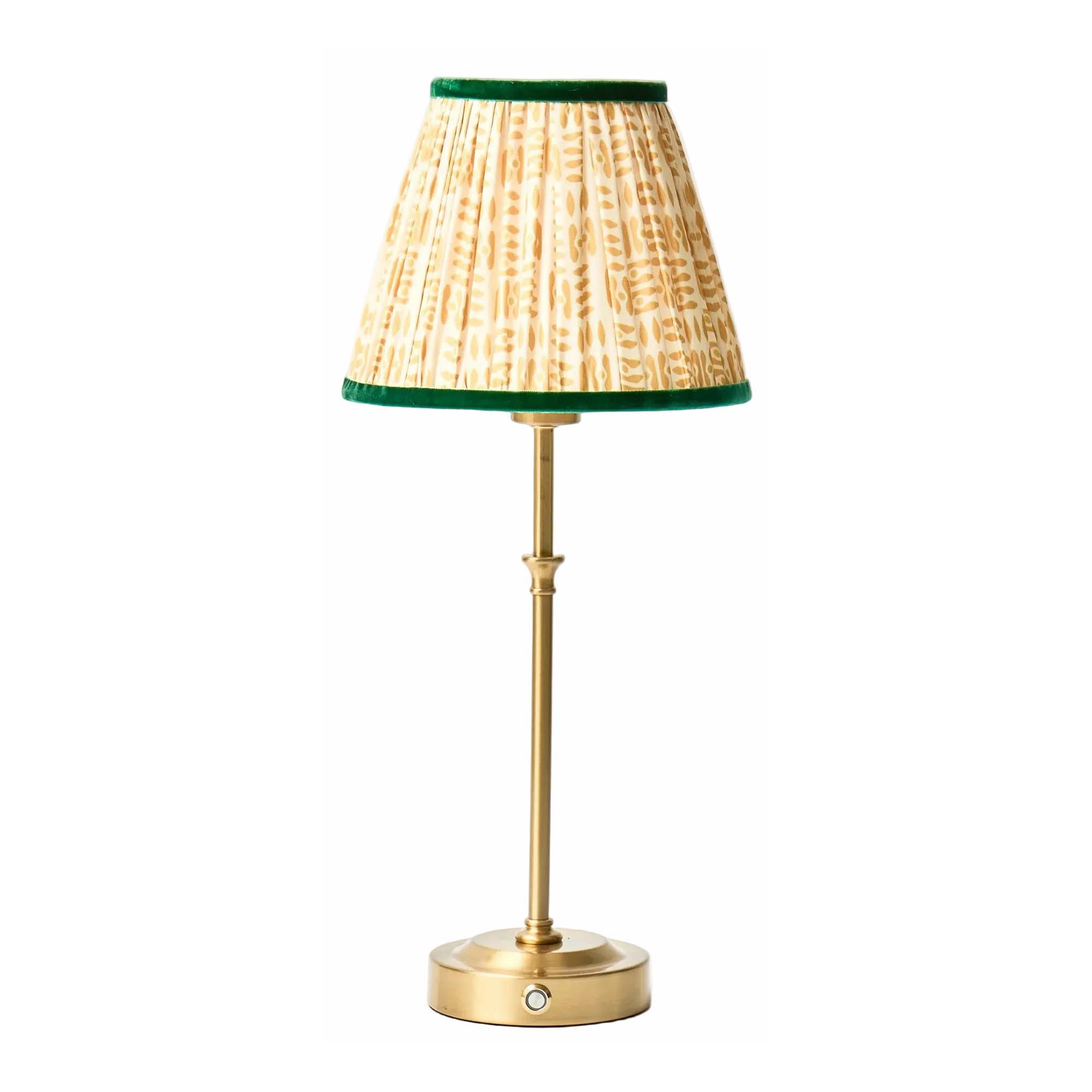 Lyla Rechargeable Table Lamp with Yellow Patola Lampshade