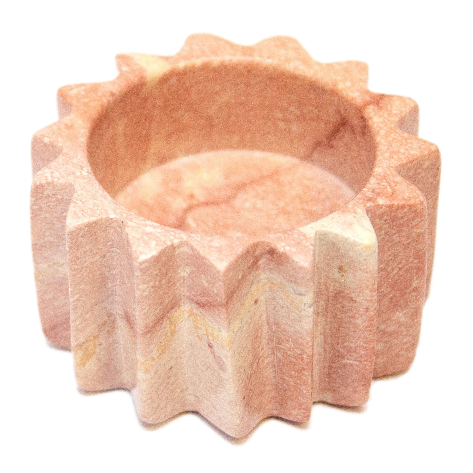 Kenyan Soapstone Tea Light Candle Holder 'Star' Pink
