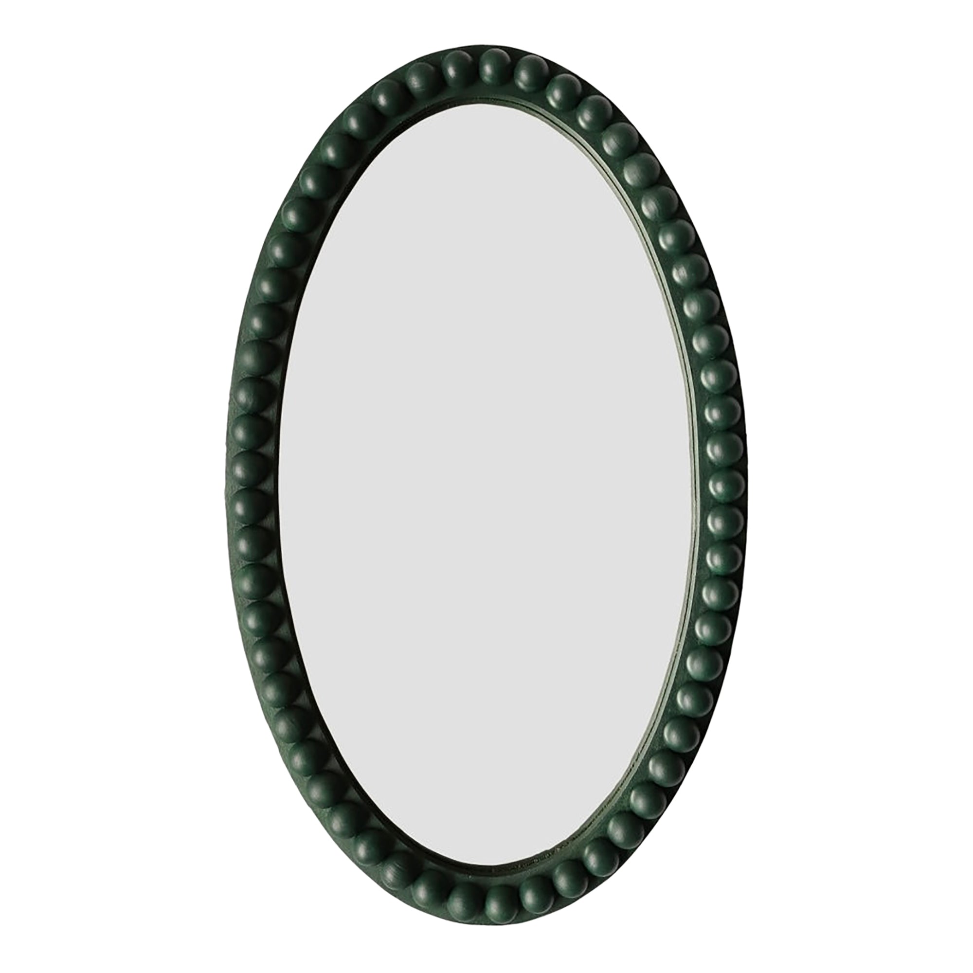 Stained Wood Oval Bobbin Mirror