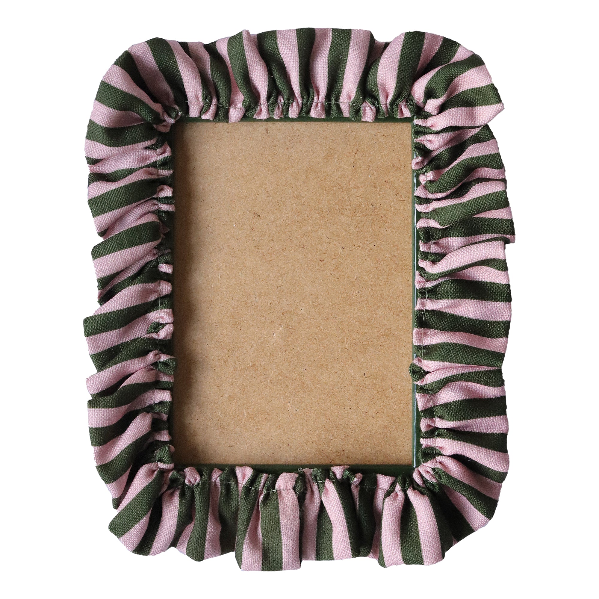 Dark Olive & Rose Stripe Ruffle Frame