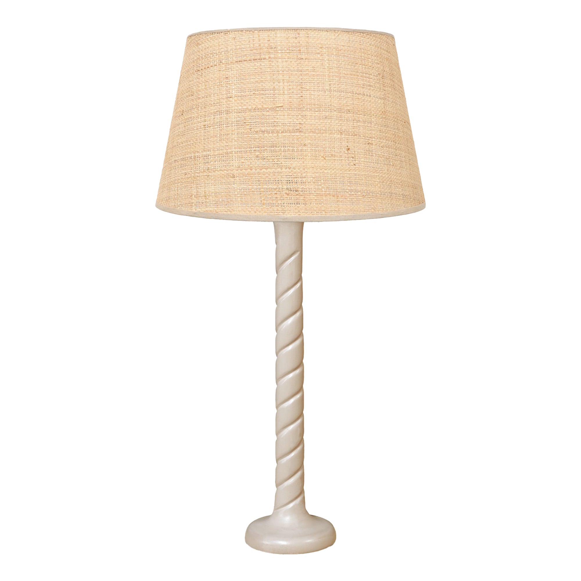 Small Twisted Wooden Table Lamp - Taupe