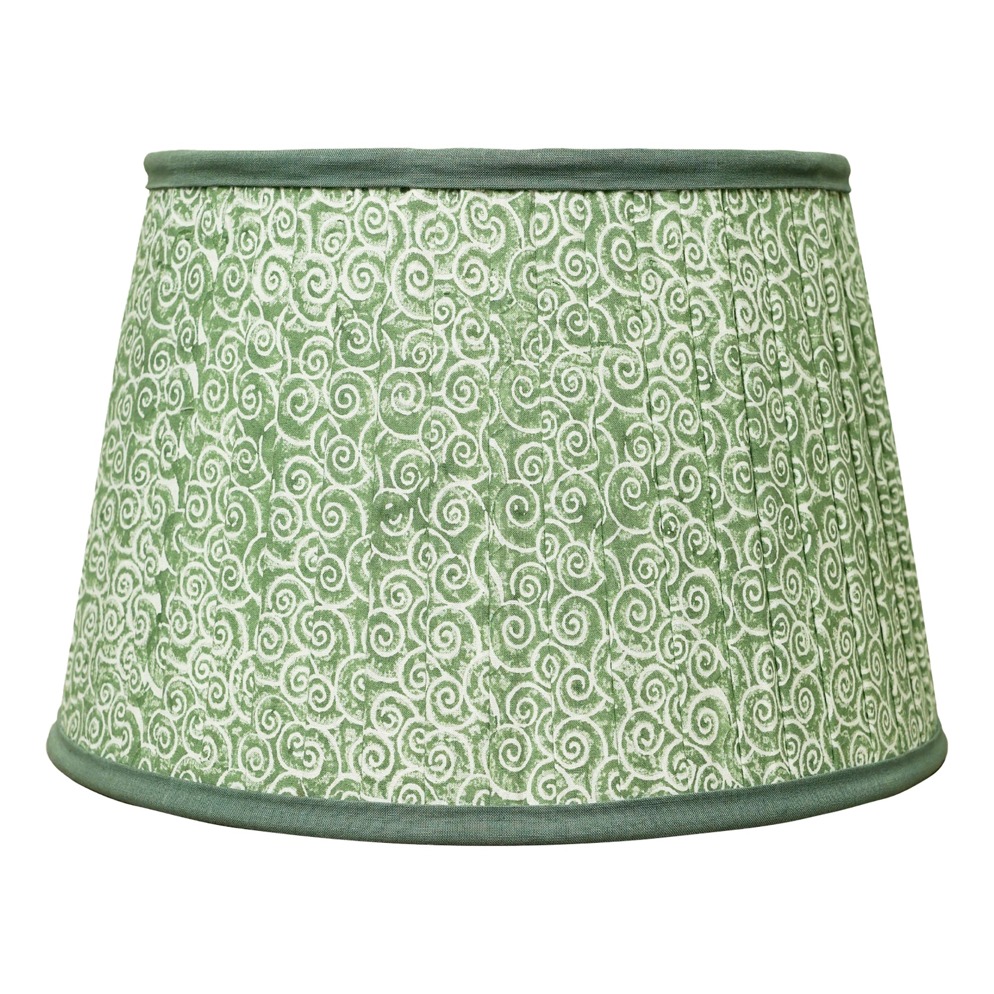 Remolino Swirl Print Pleated Lampshade - Green