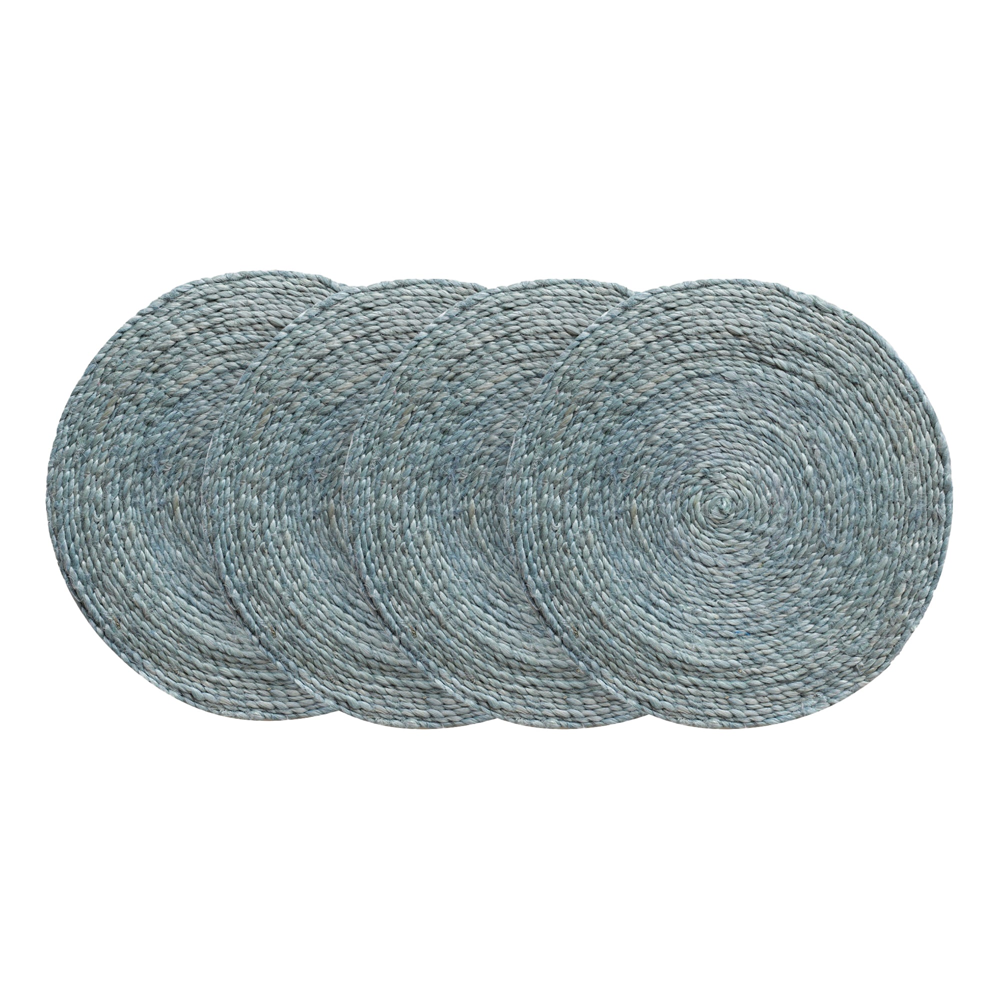 Round Jute Placemat, Set Of Four - Light Blue