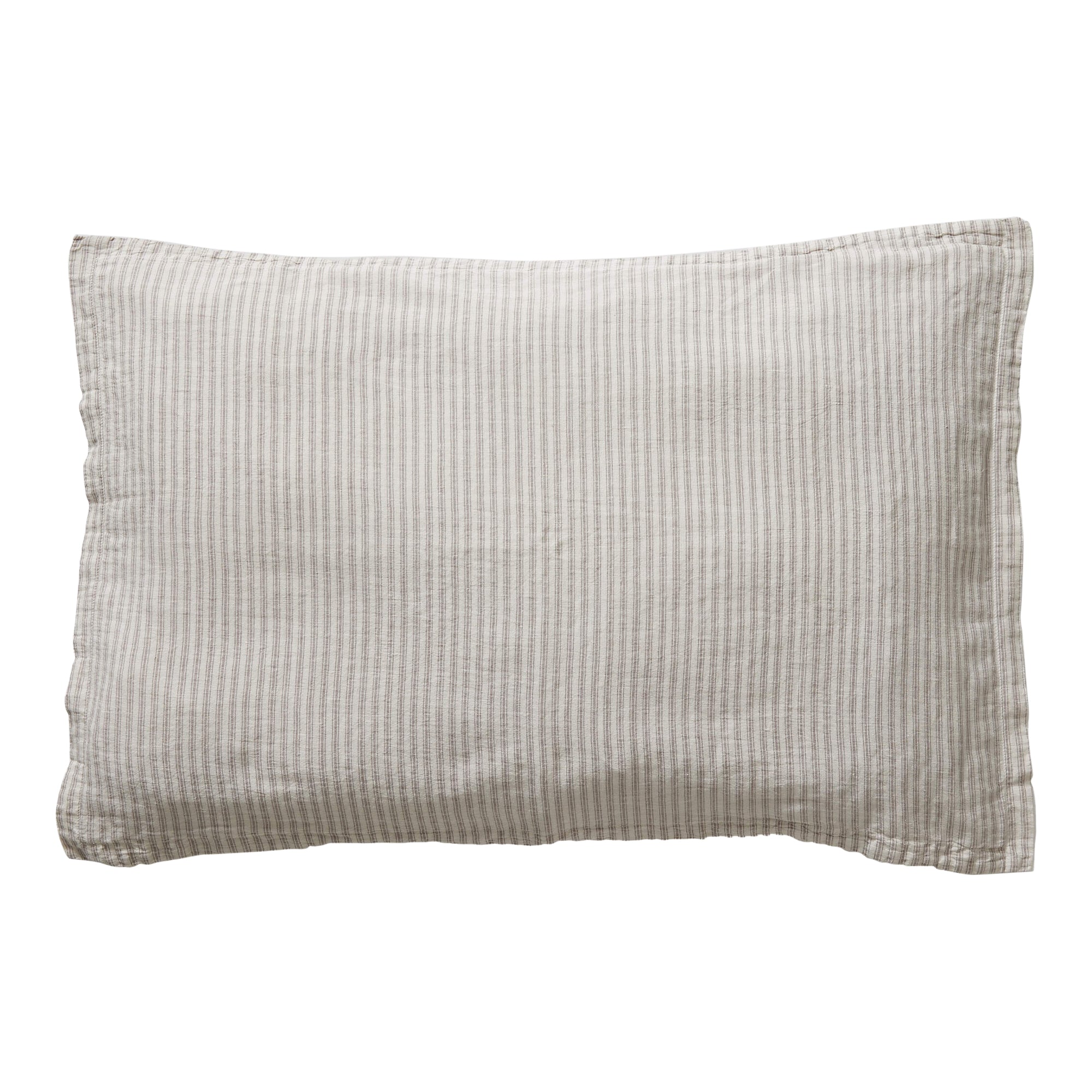 Washed Linen Cotton Ticking Stripe Pillowcase - Mineral