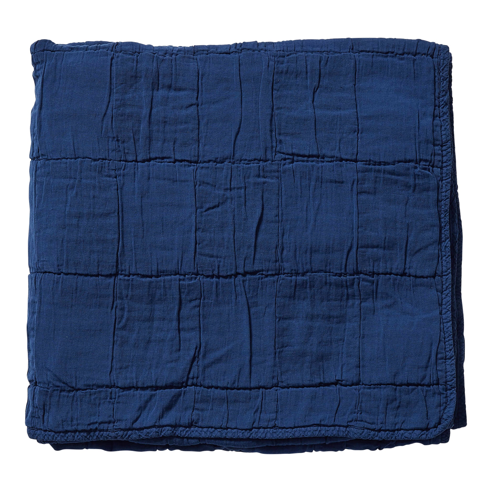 Square Quilted Gauze Blanket - Indigo