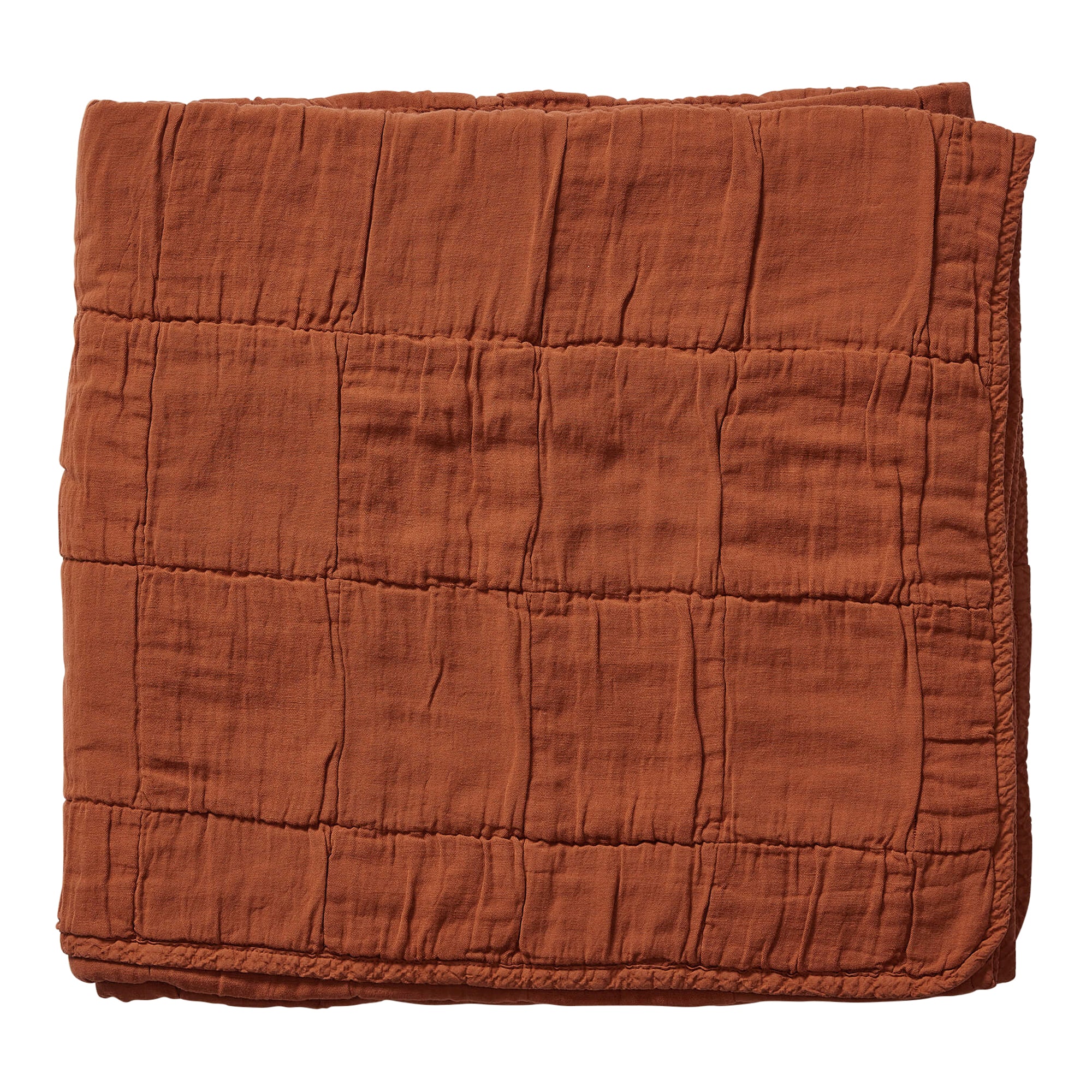 Square Quilted Gauze Blanket - Spice