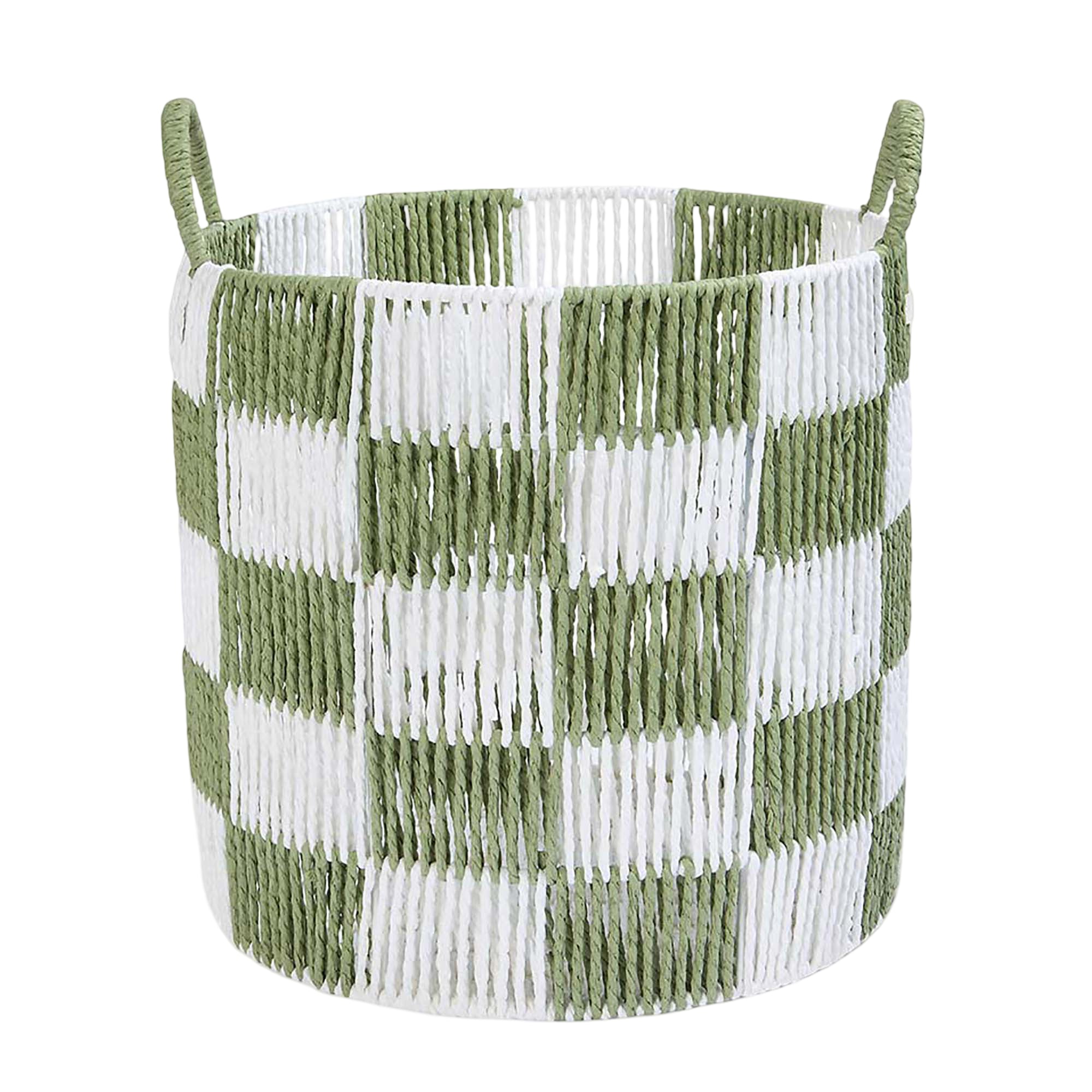 Checkerboard Storage Basket Large - Sage