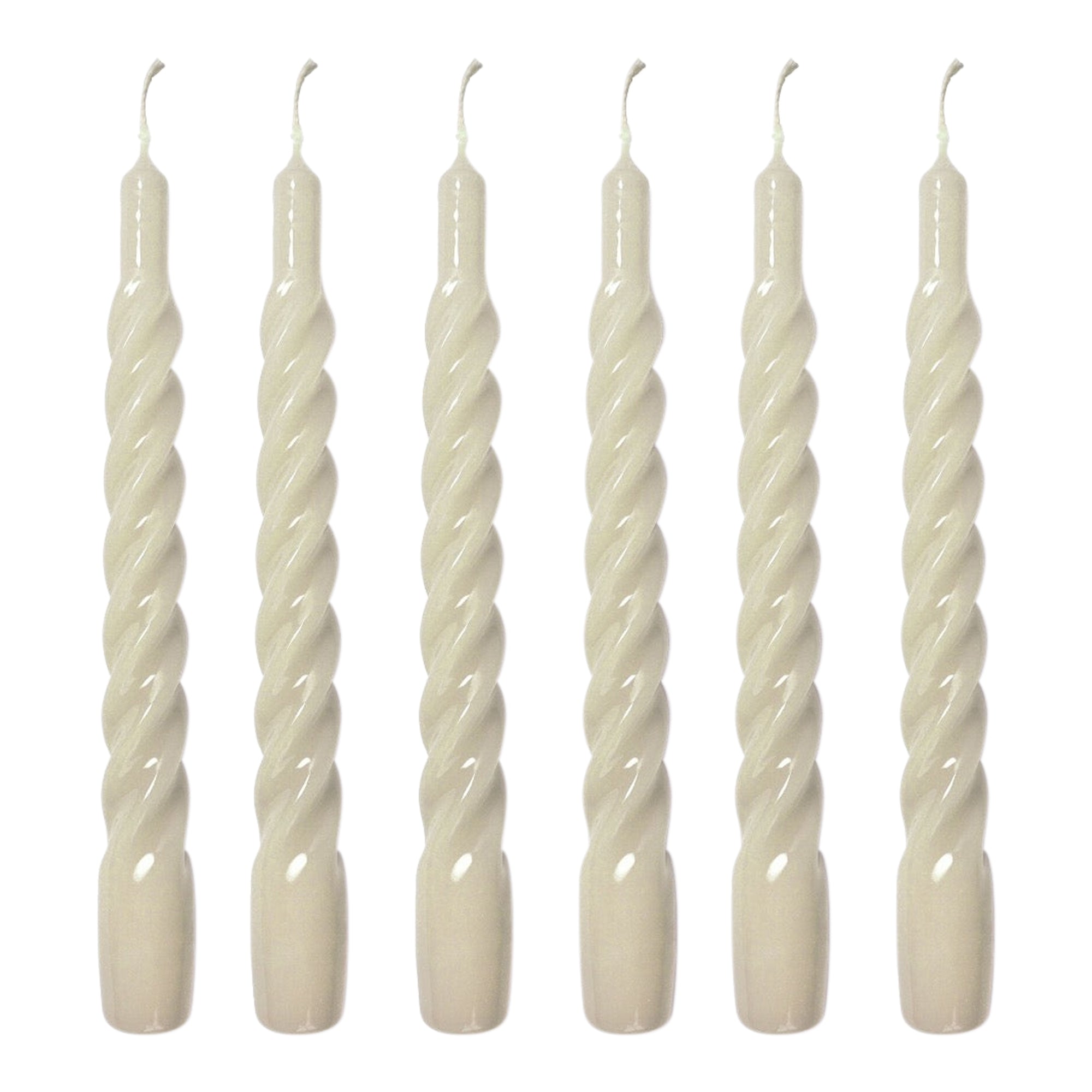 Ivory Twisted Gloss Candles - Set of 6