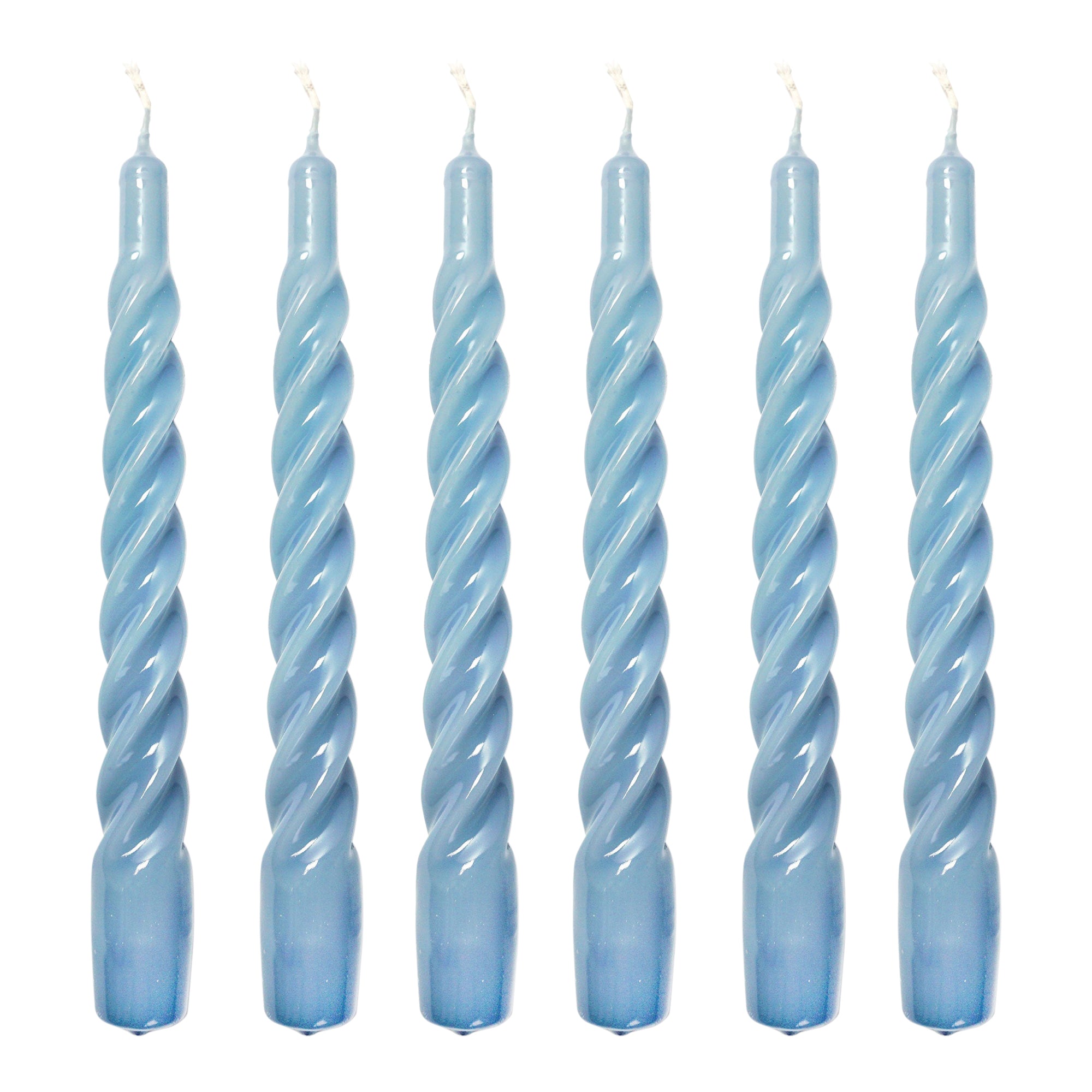 Powder Blue Twisted Gloss Candles - Set of 6