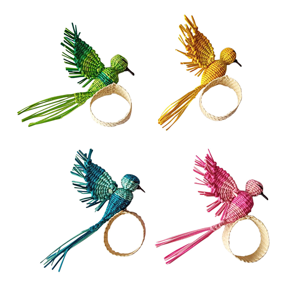 Palmito Multi-Coloured Hummingbird Napkin Rings (Set of 4)