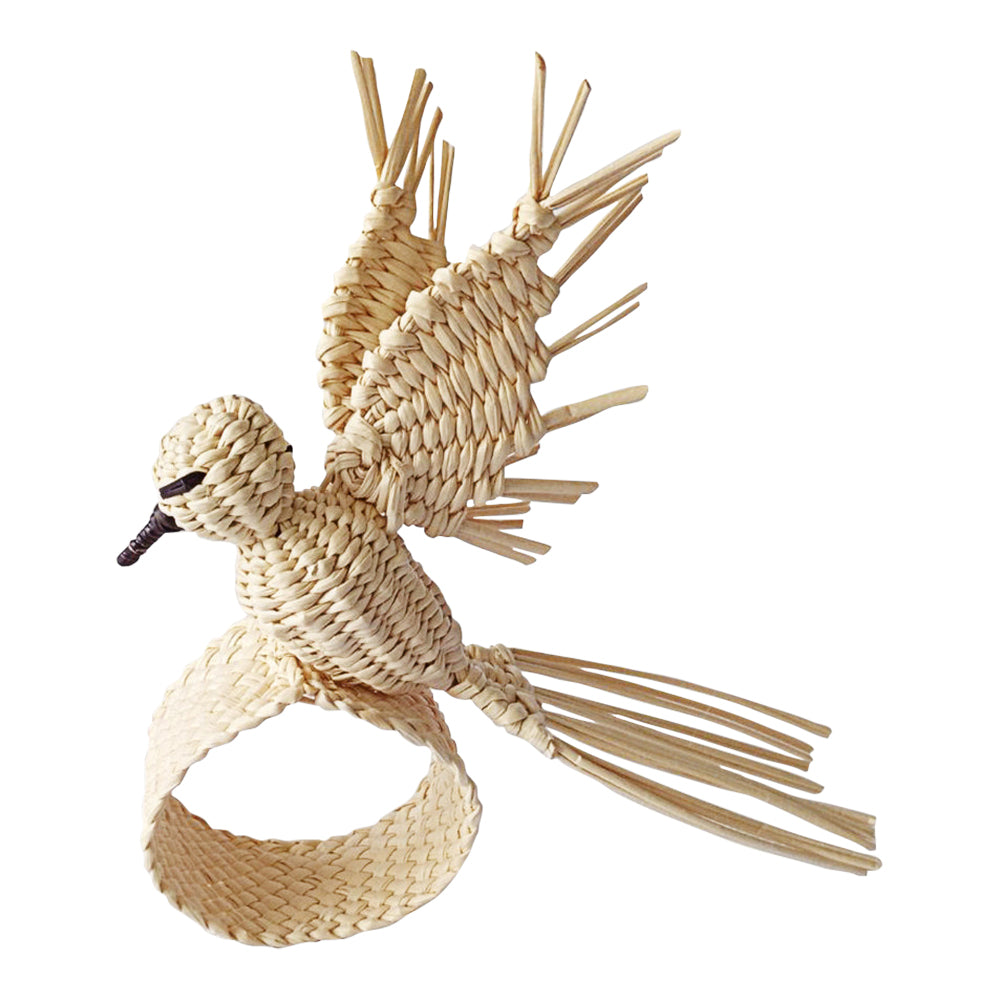 Palmito Natural Hummingbird Napkin Rings (Set of 4)