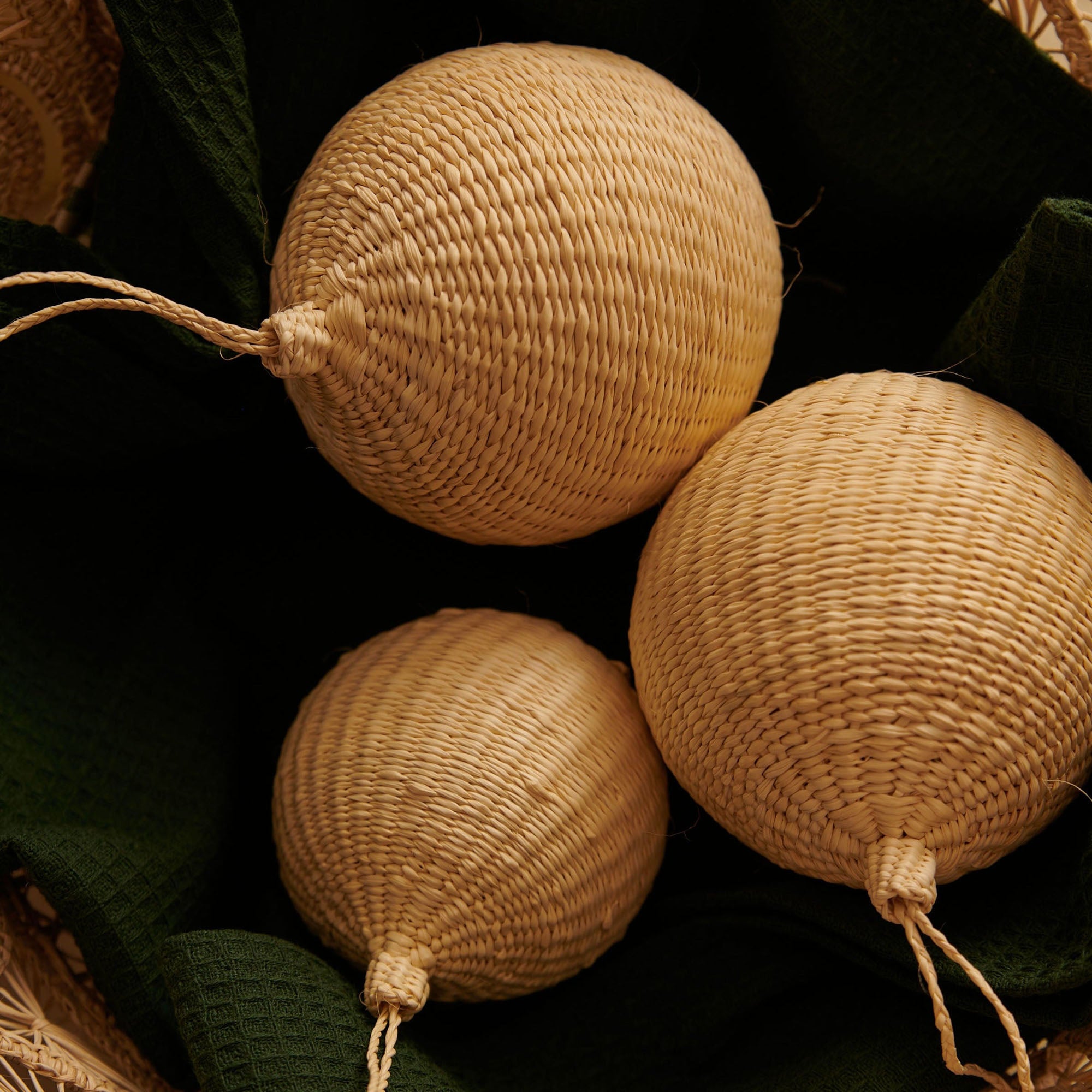 Palmito Natural Woven Baubles (Set of 4)