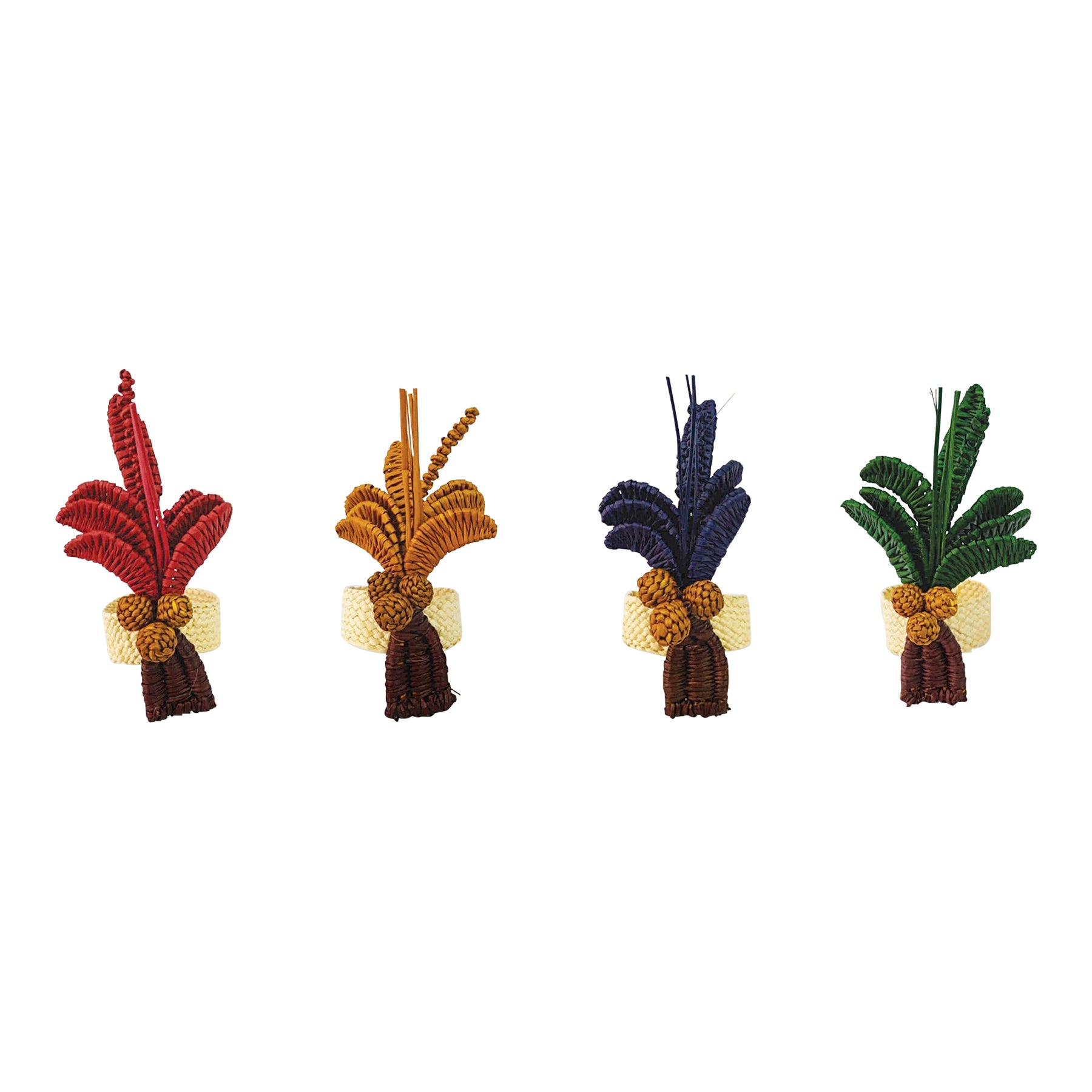 Palmito Woven Mixed Palm Tree Napkin Rings (Set of 4)