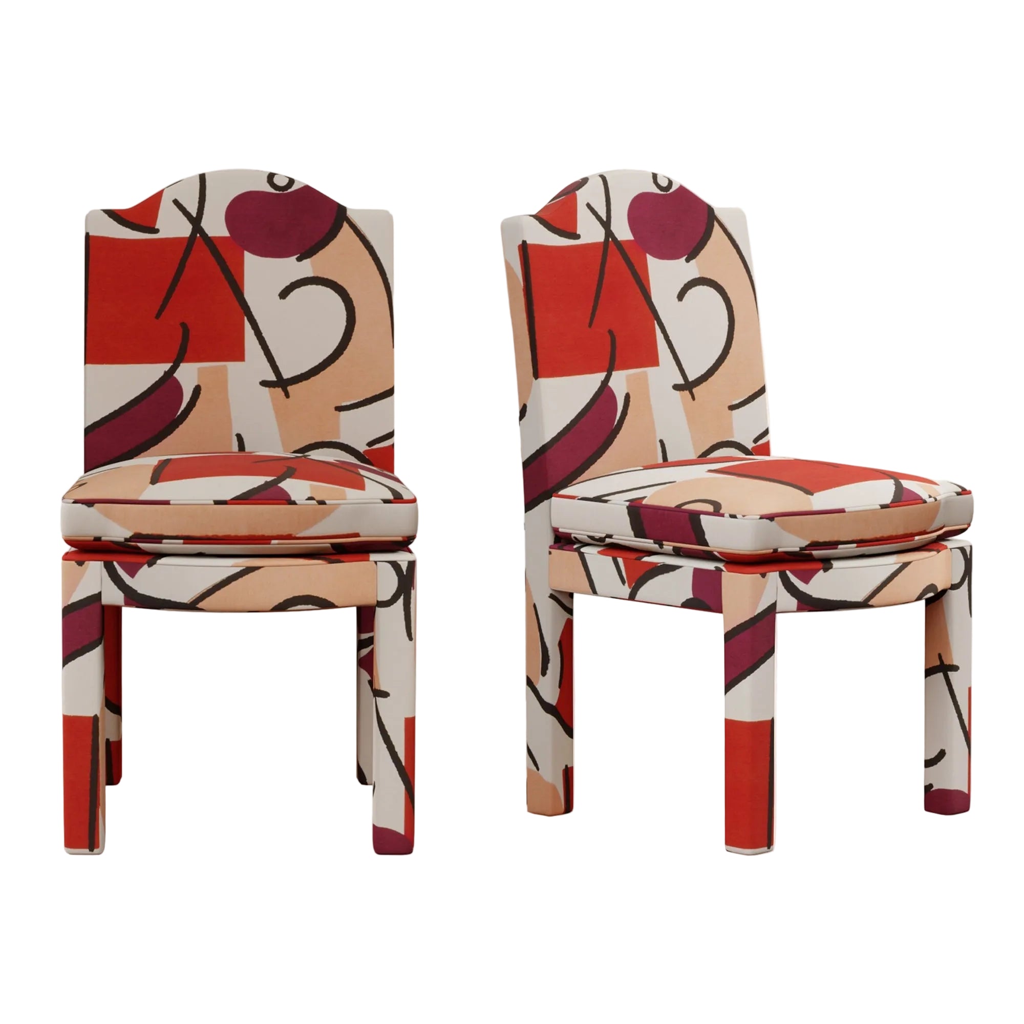 Pair of Leo Dining Chairs, Grenadine