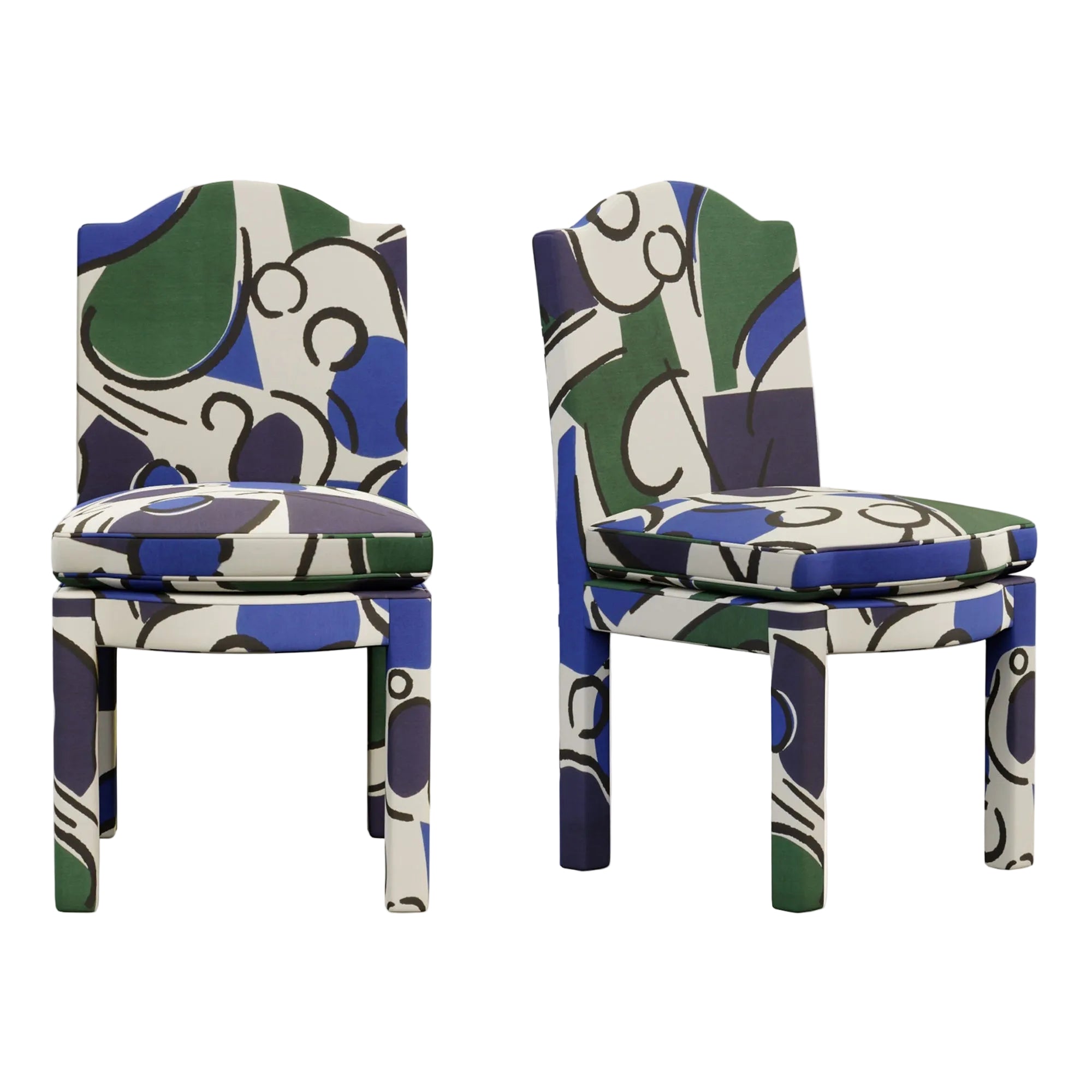 Pair of Leo Dining Chairs, Seaweed